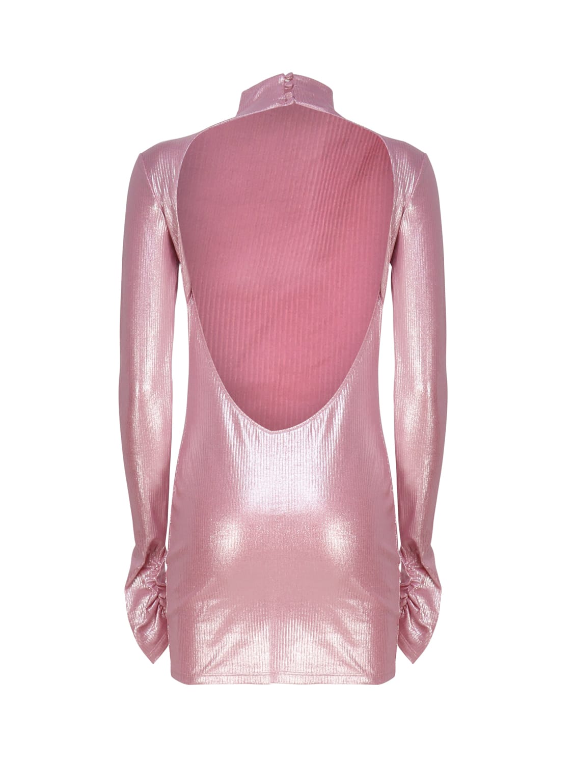 The Andamane High Neck Dress With Neckline In Pink