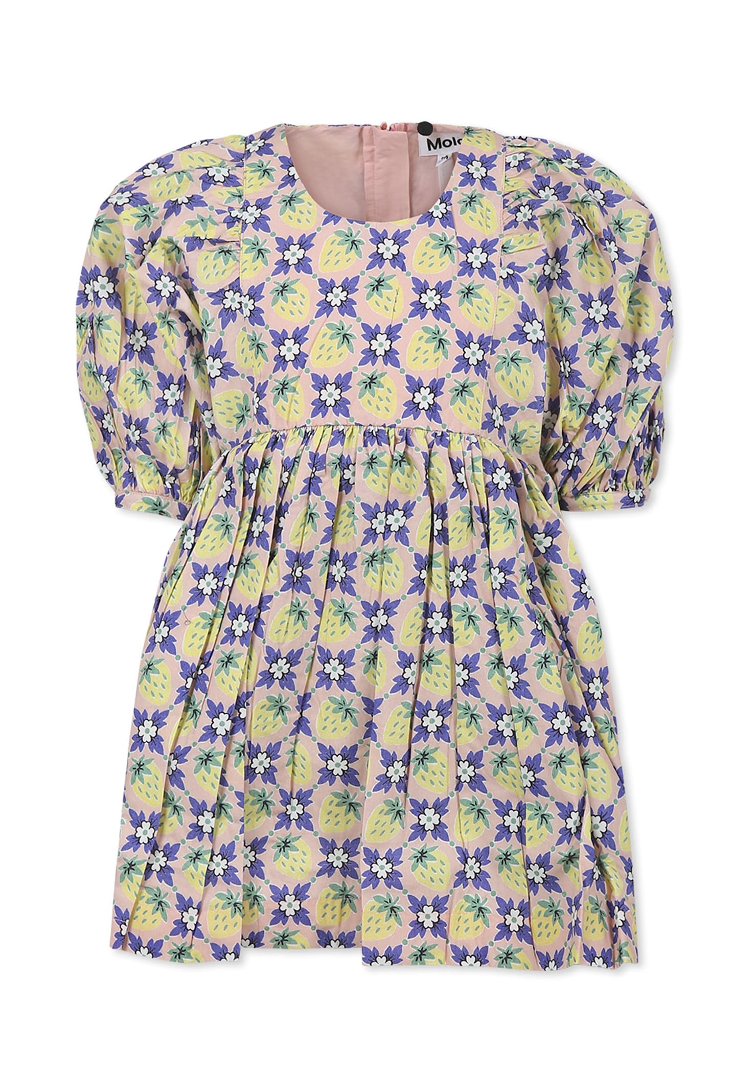 Molo Multicolor Dress For Girl With Strawberry And Floral Print In Multicolor