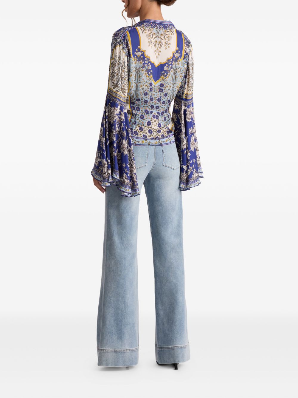 Alice And Olivia Alice + Olivia Willa Printed Blouse In Blue