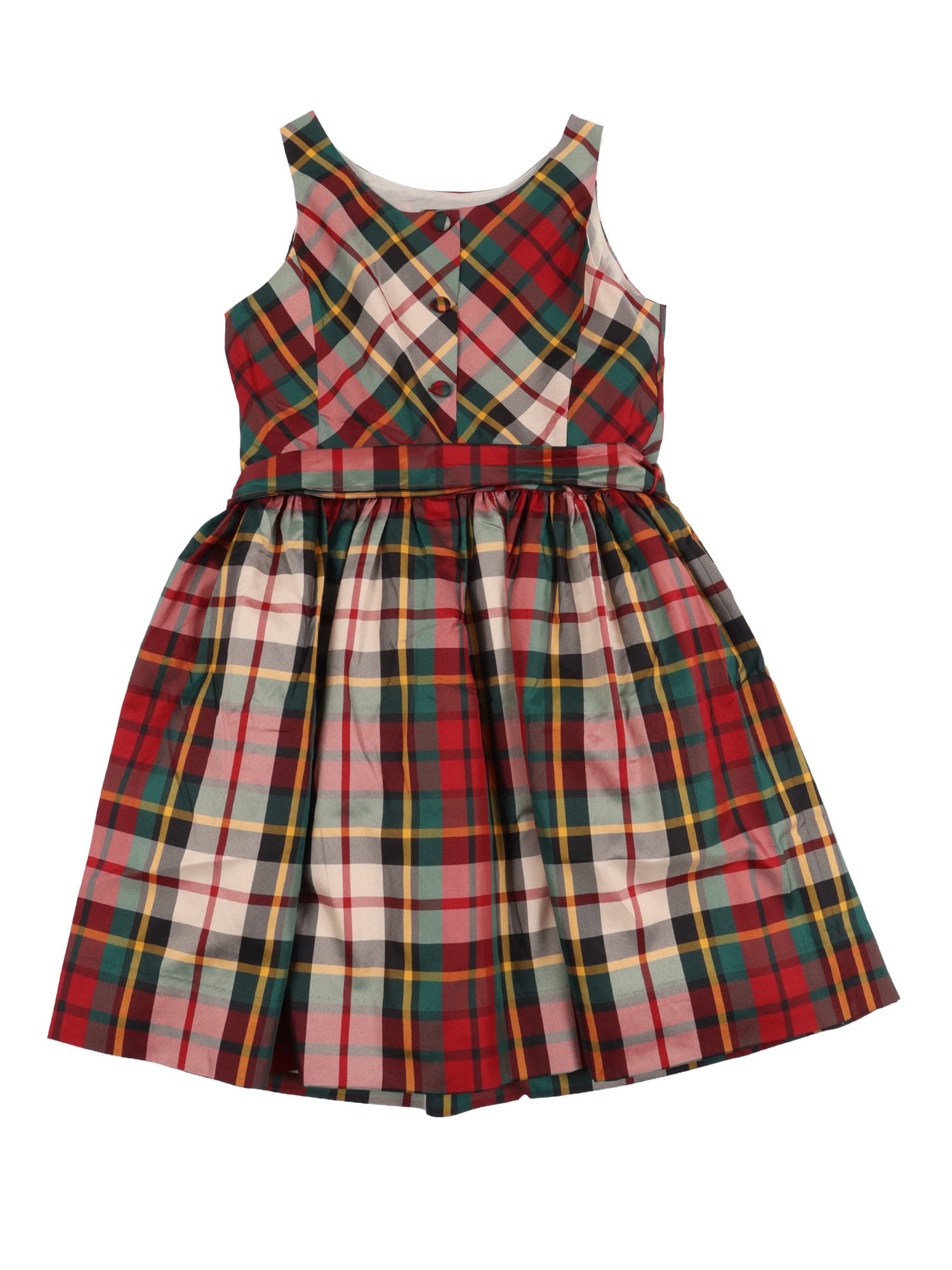 Polo Ralph Lauren Id Taffeta Woven Dress 2-6 Years 185 Red Cream Multi In Multi