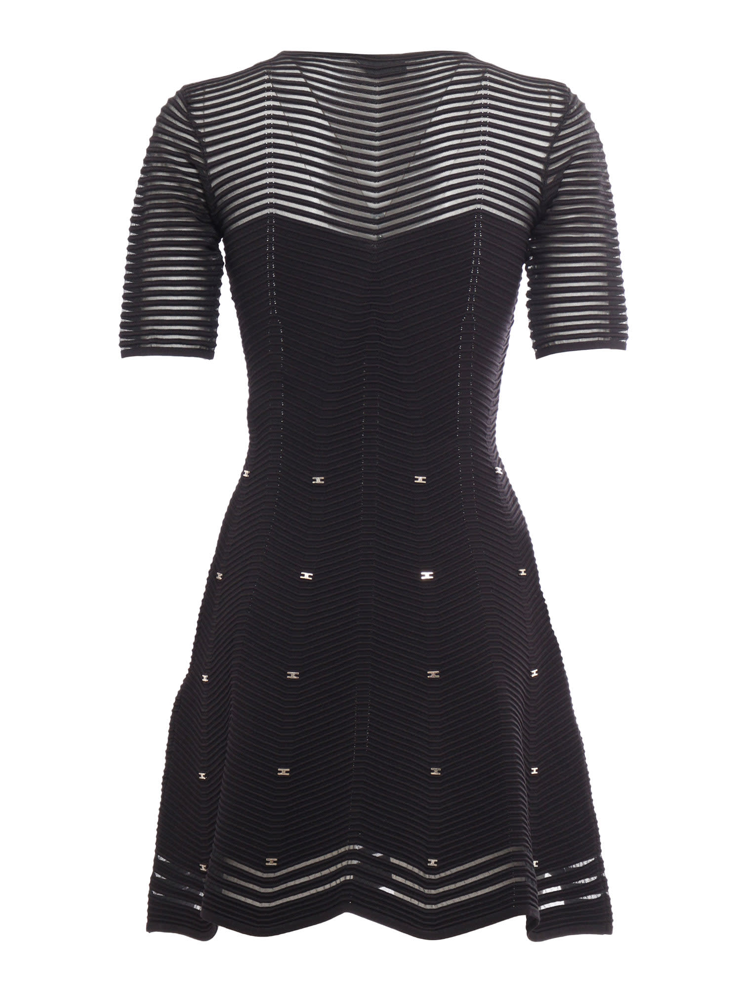 Shop Elisabetta Franchi Knitted Dress In Black