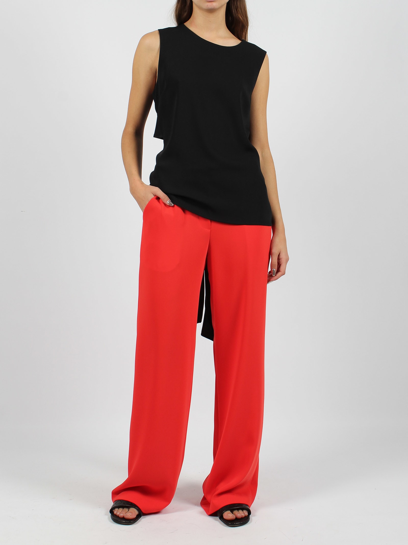 Shop P.a.r.o.s.h Panty Wide Leg Trousers In Red