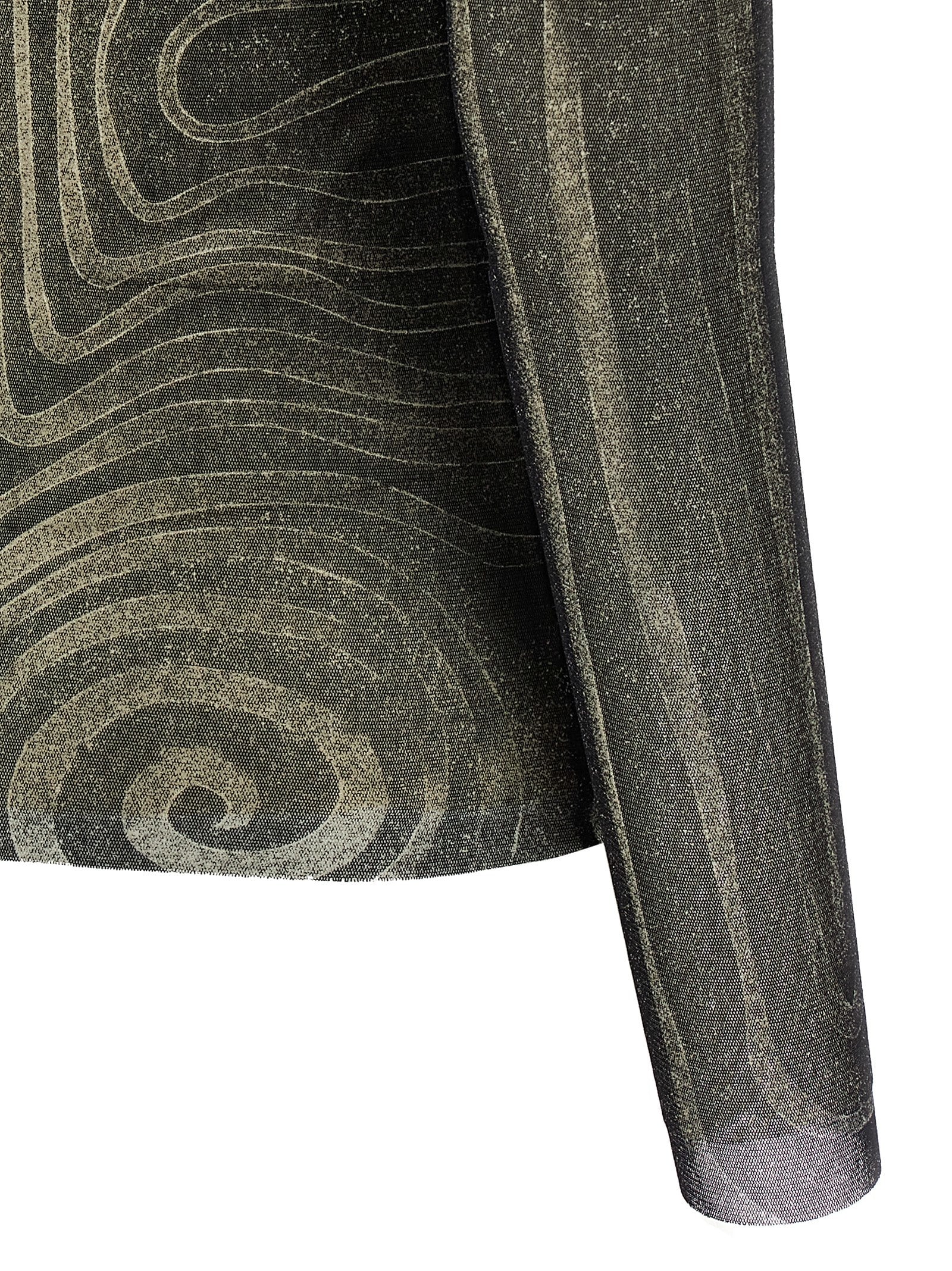 Jean Paul Gaultier Mesh Top With Geometric Pattern And Spiral Print