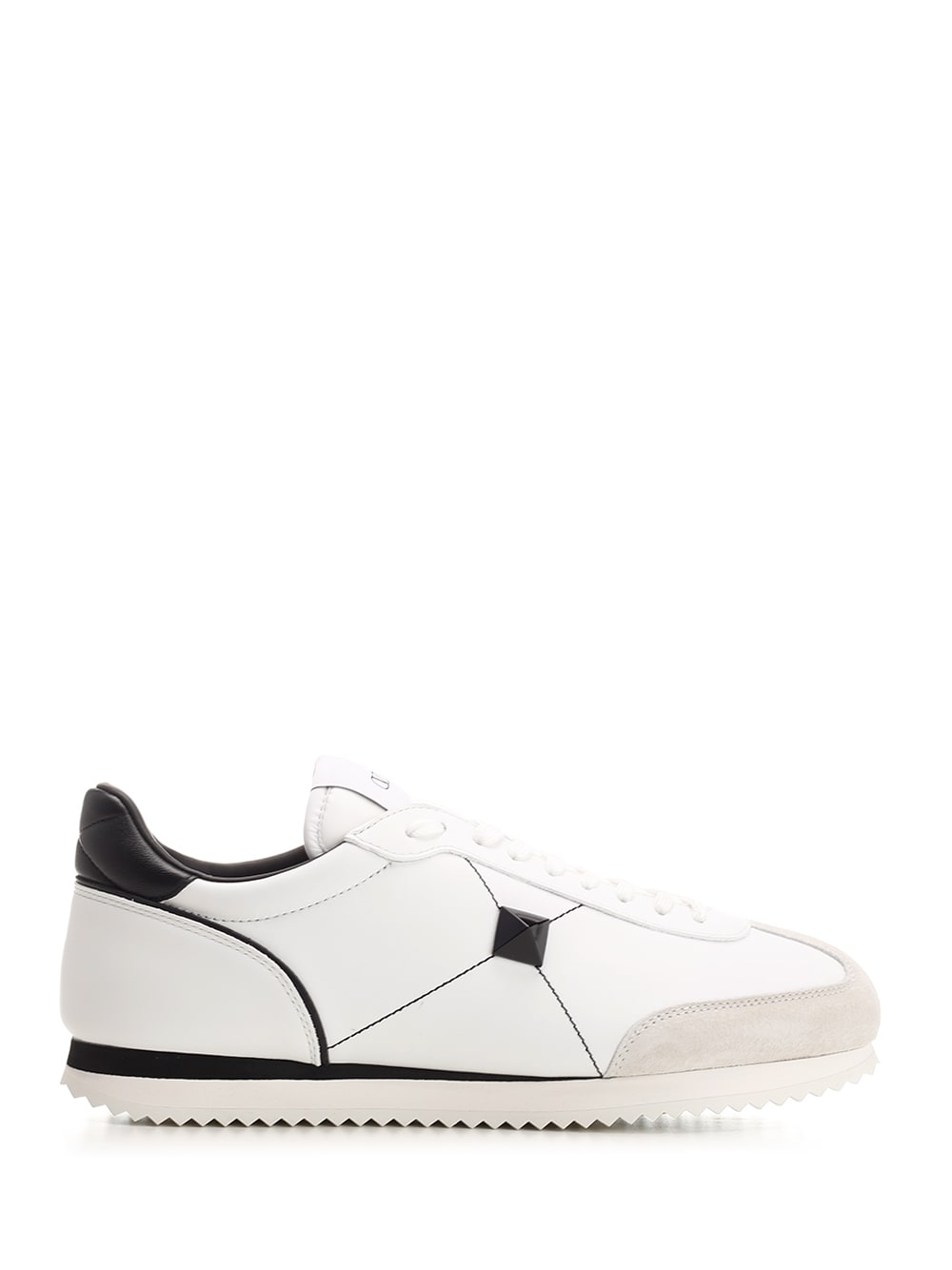 Shop Valentino White Low Top Sneakers In Calf Leather And Nappa Leather In Black
