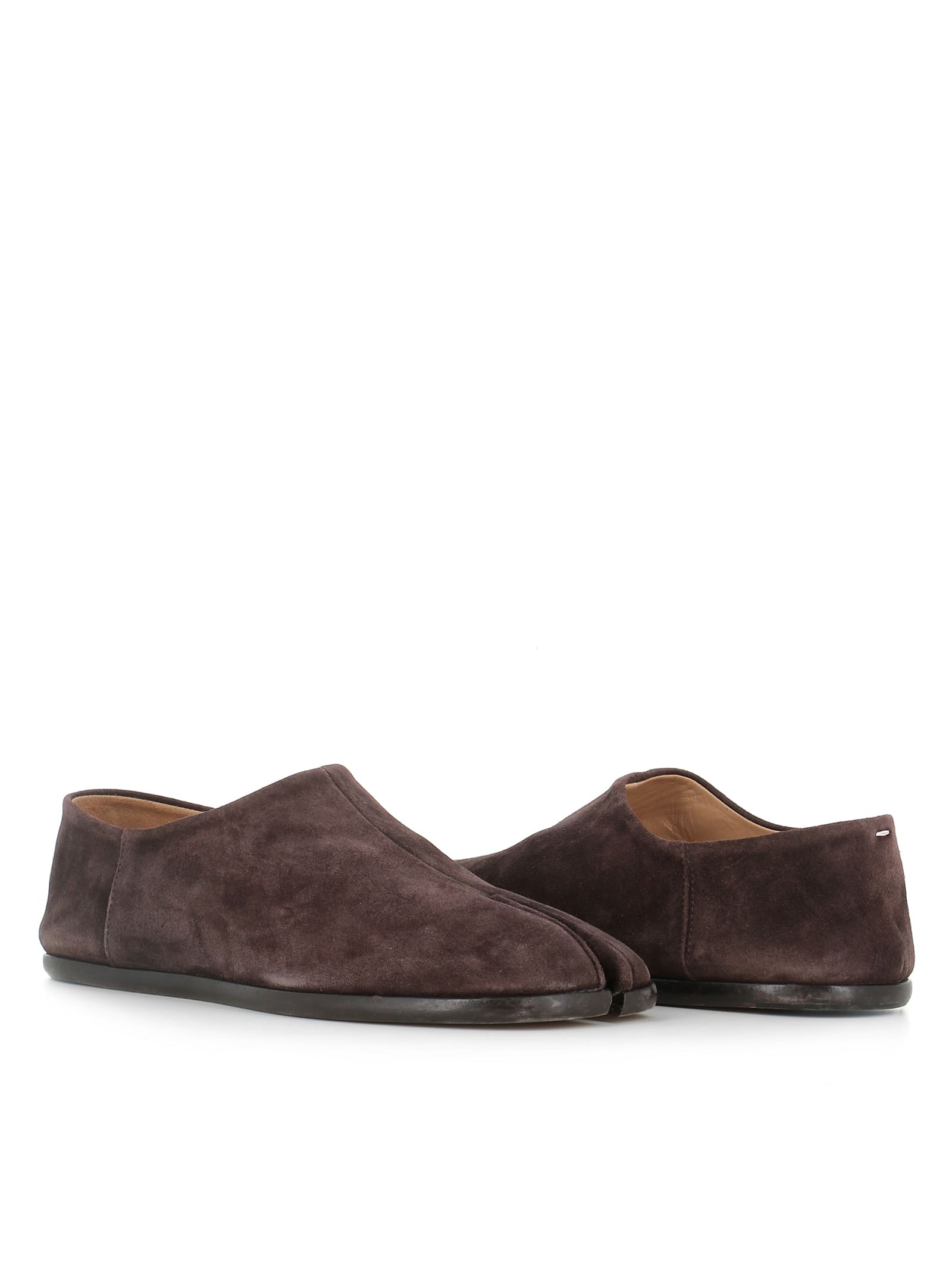 Maison Margiela Tabi Split-toe Suede Loafers In Brown