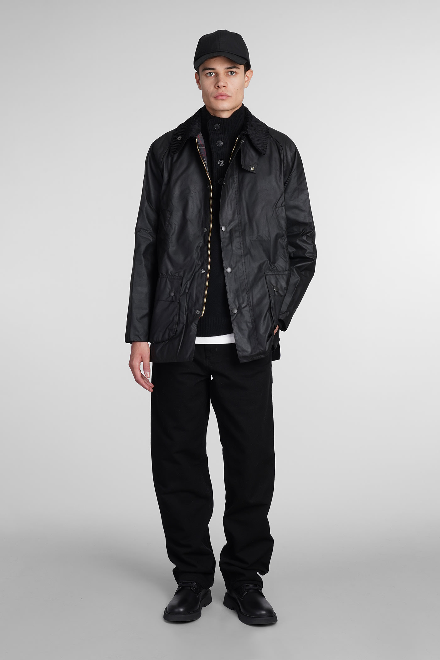 BARBOUR CASUAL JACKET IN BLACK COTTON