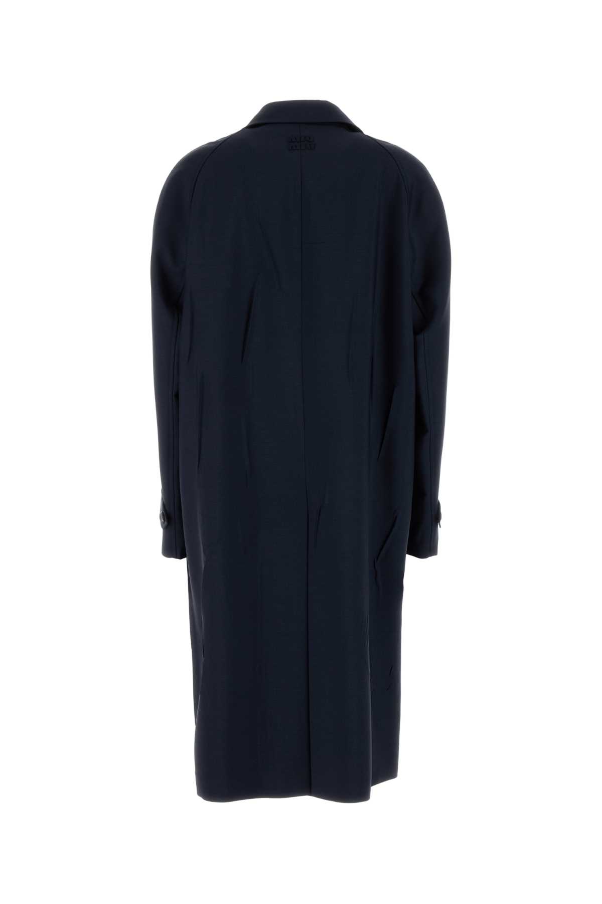 Miu Miu Soprabito Oversize In Misto Mohair Blu Navy Donna In Navy