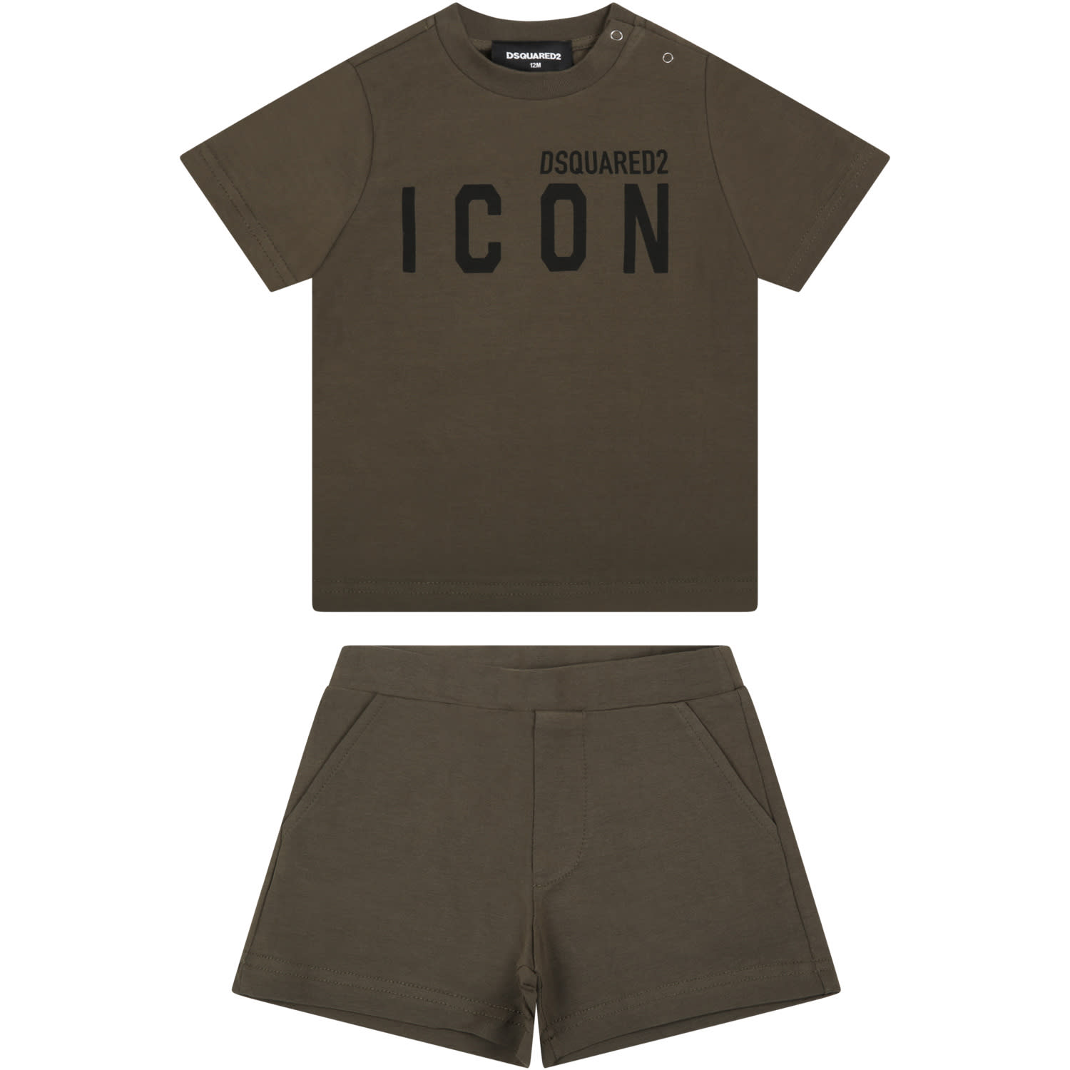 Dsquared2 Green Set For Baby Boy With Black Logo
