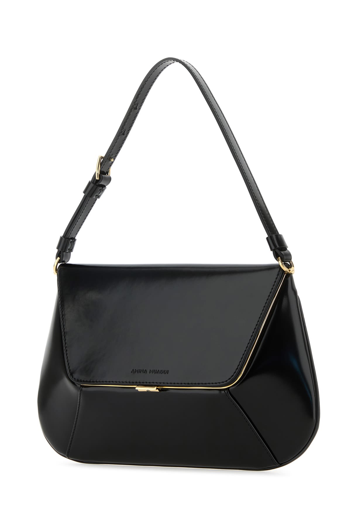 Amina Muaddi Ami Spazzolato Black Silver Hardwa In Blackgold