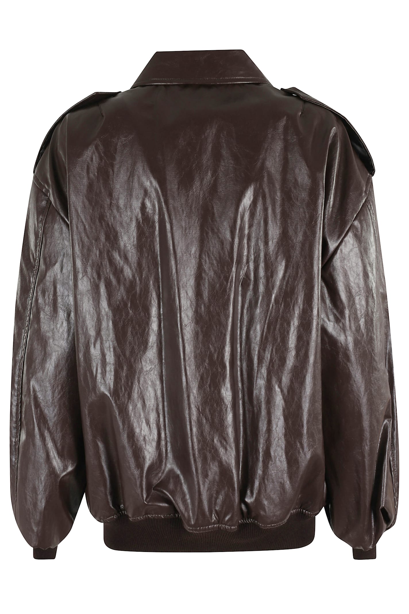 Federica Tosi Bomber Pelle Metallo In Brown