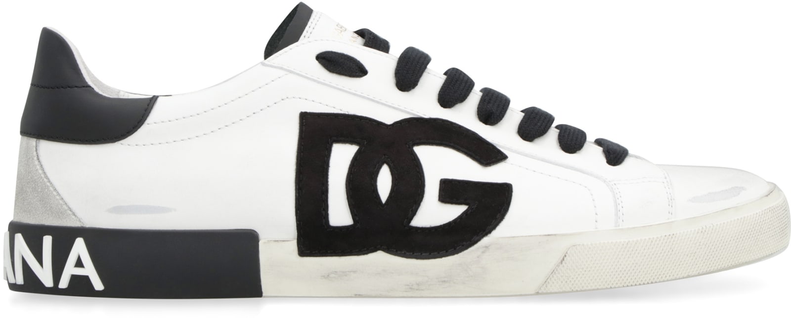 Shop Dolce & Gabbana Portofino Leather Low-top Sneakers In White