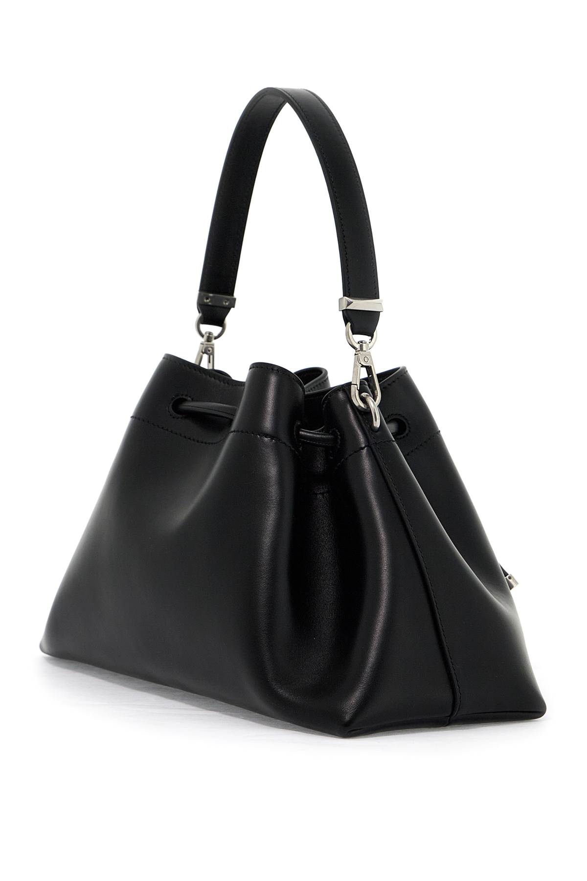 Shop Jimmy Choo Bon Bon Bucket Shoulder Bag East/west In Black Antique Silver (black)