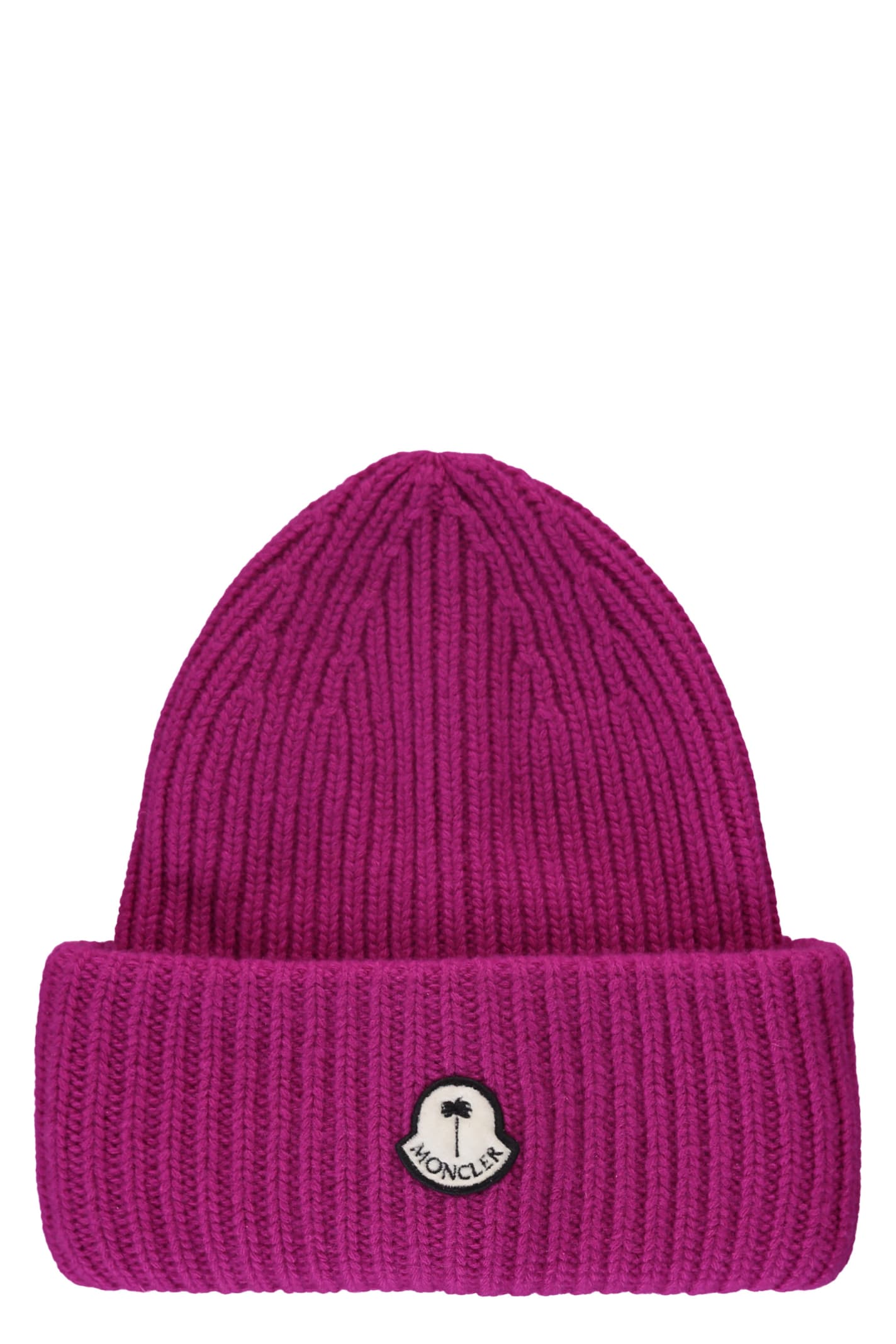 Shop Palm Angels Moncler X  Knitted Beanie In Fuchsia