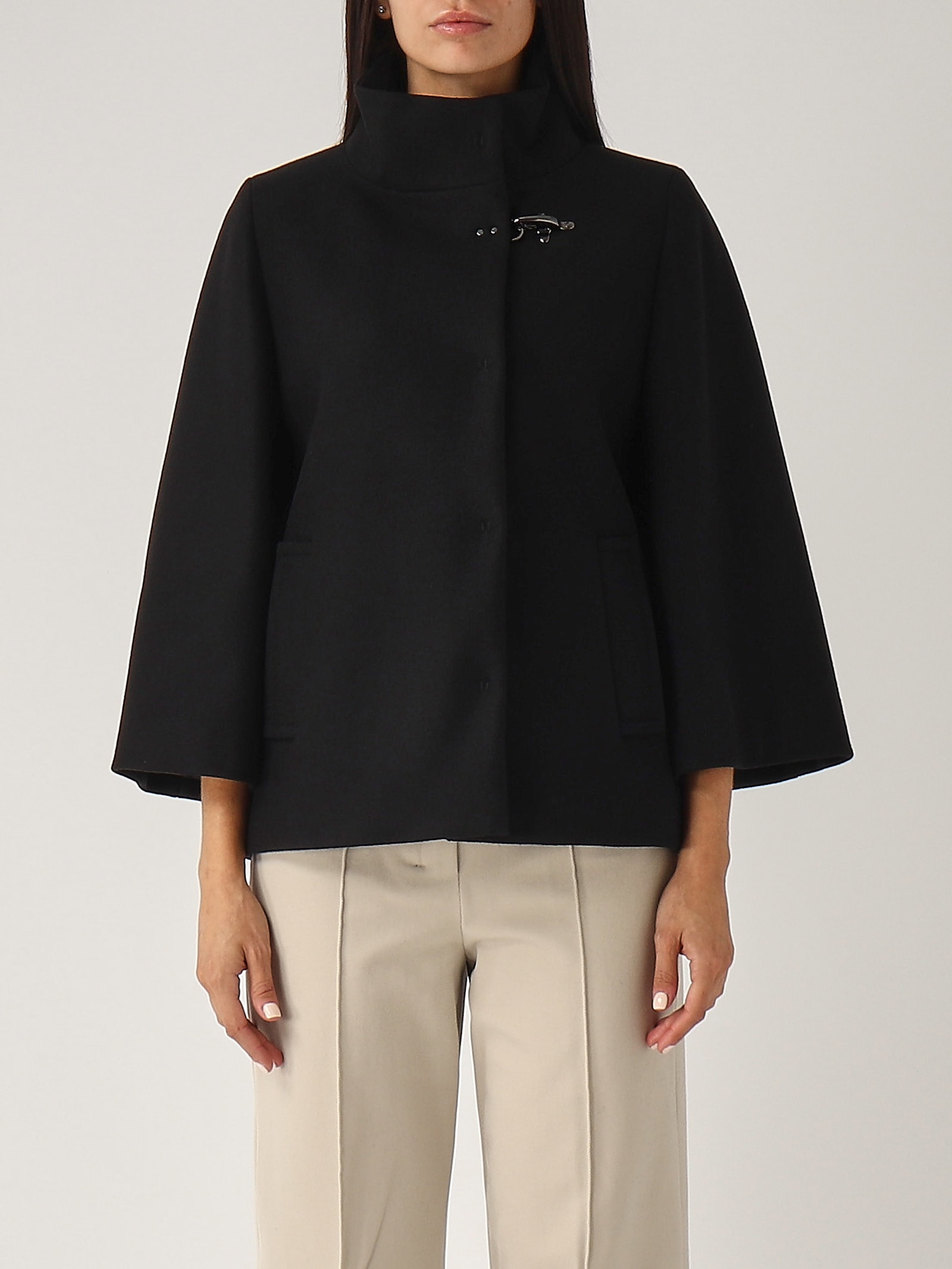 Shop Fay Cappa Con Gancio Jacket In Nero