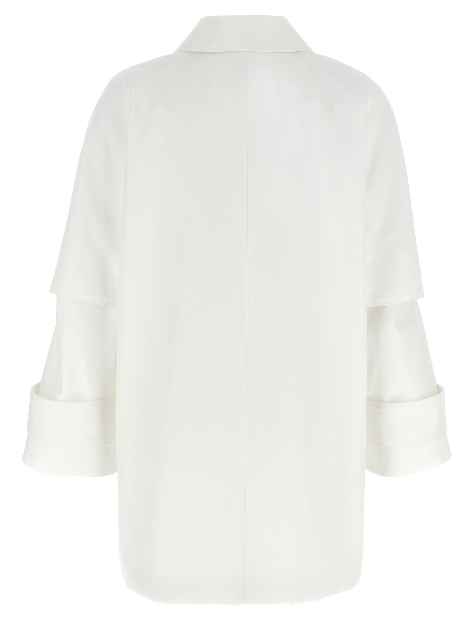 Max Mara Cotton Gabardine Trench Coat In White