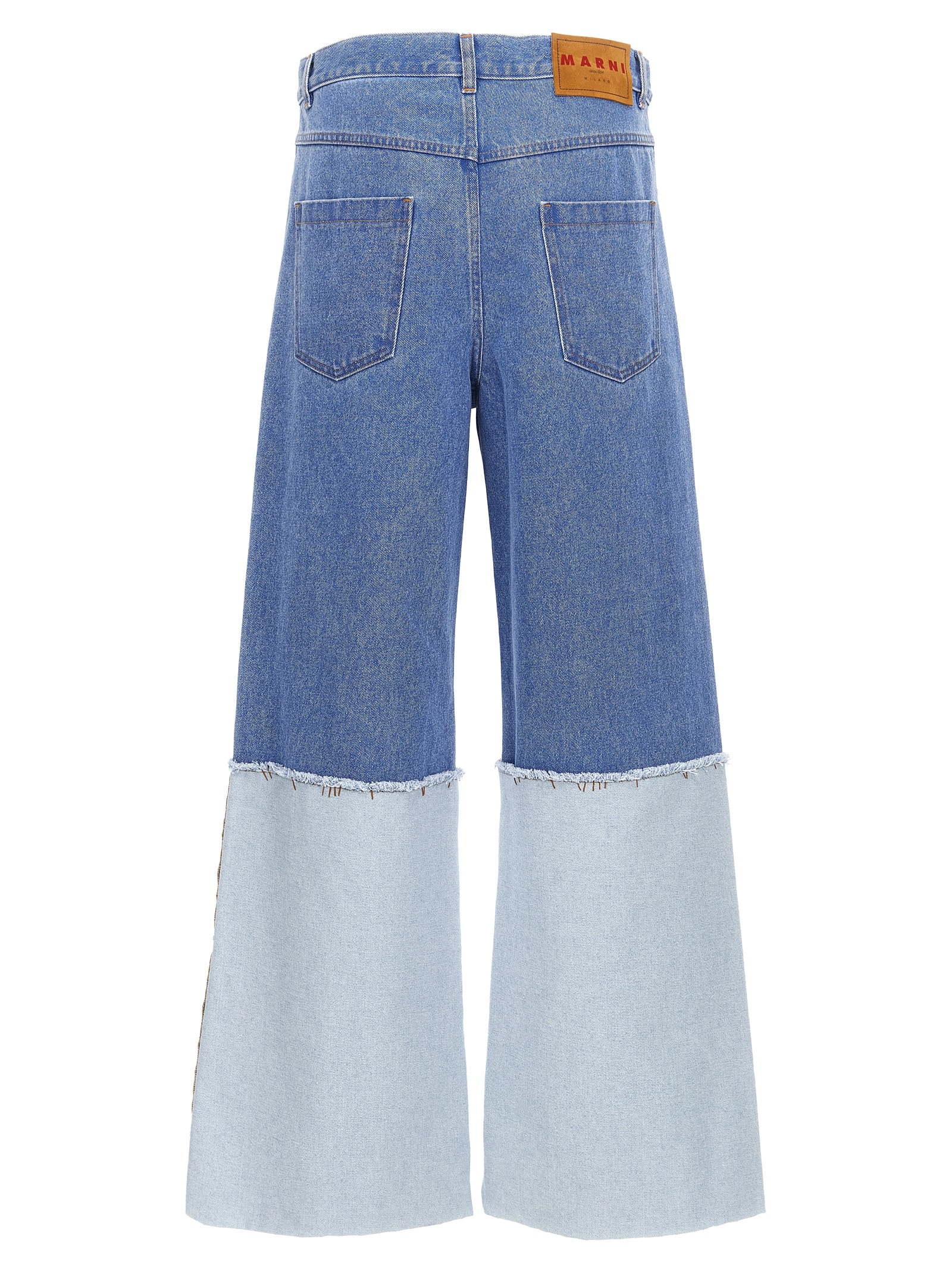 Marni Wide Leg Blue Jeans With High Turn-up In Light Blue