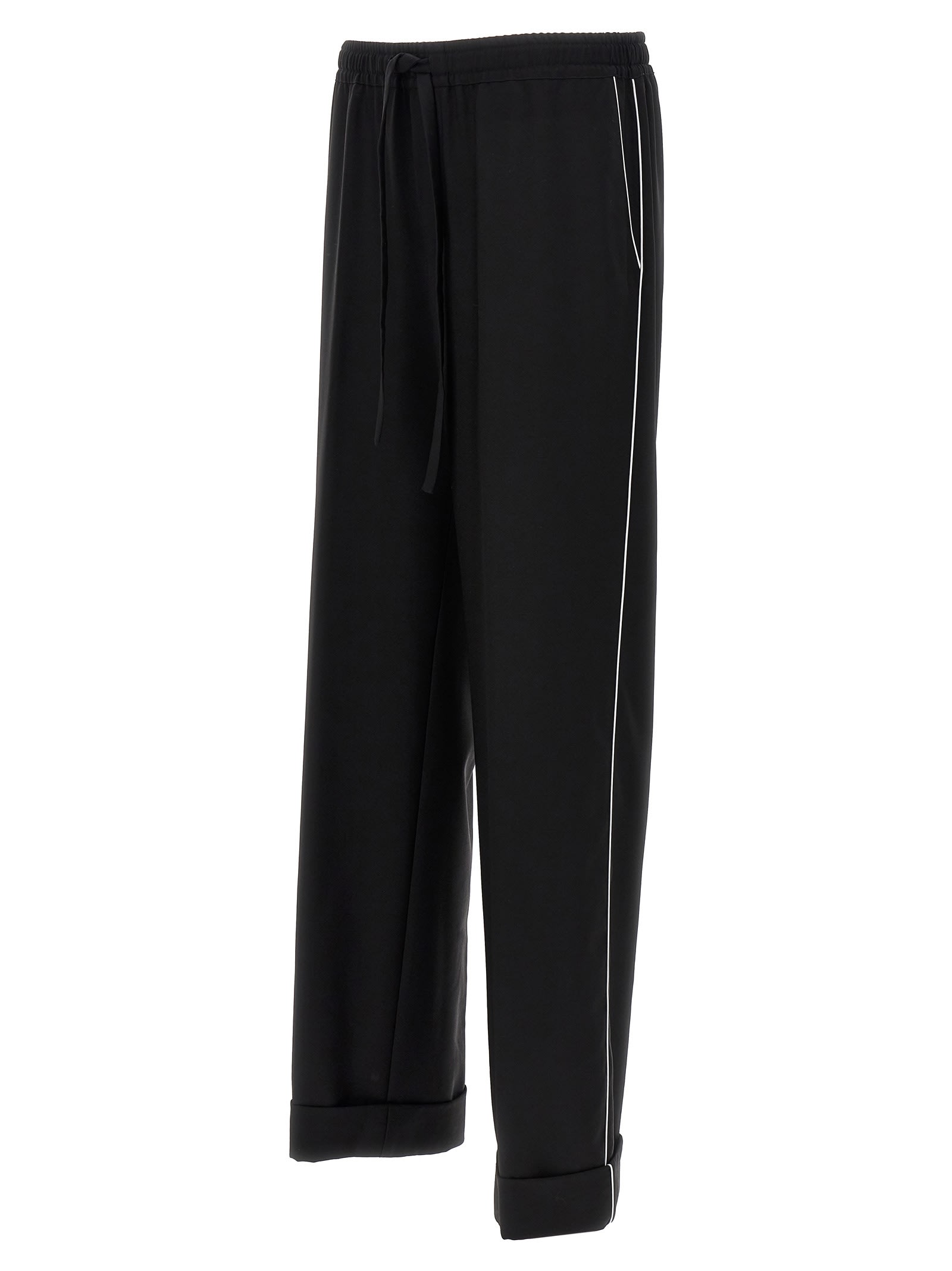 Shop Dolce & Gabbana Contrast Piping Pants In Black