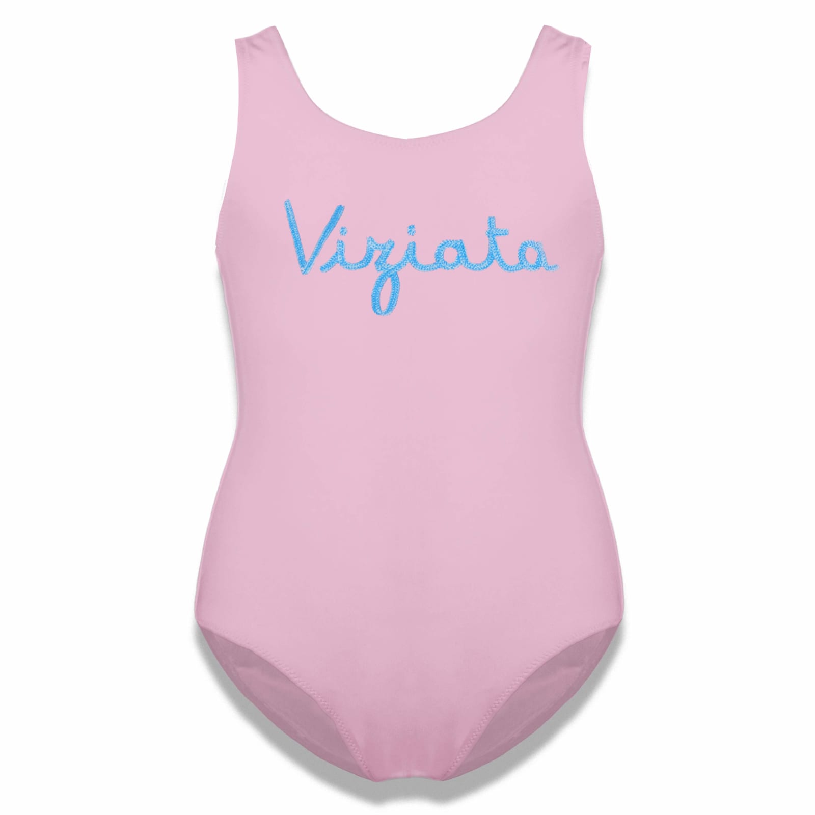 Mc2 Saint Barth Kids' Pink And Light Blue Vichy One Piece For Girl