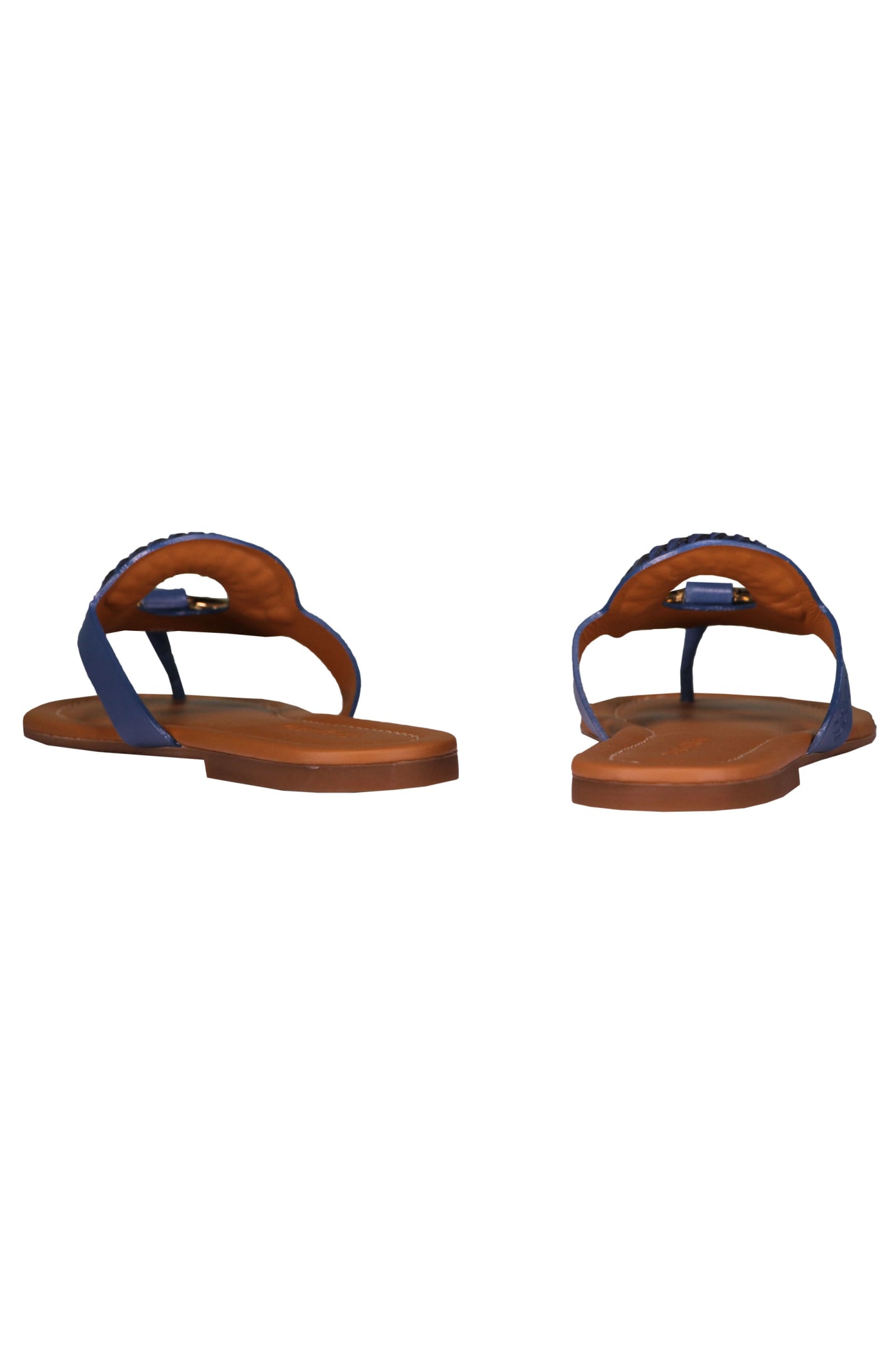 Shop See By Chloé Leather Thong-sandals In Blue