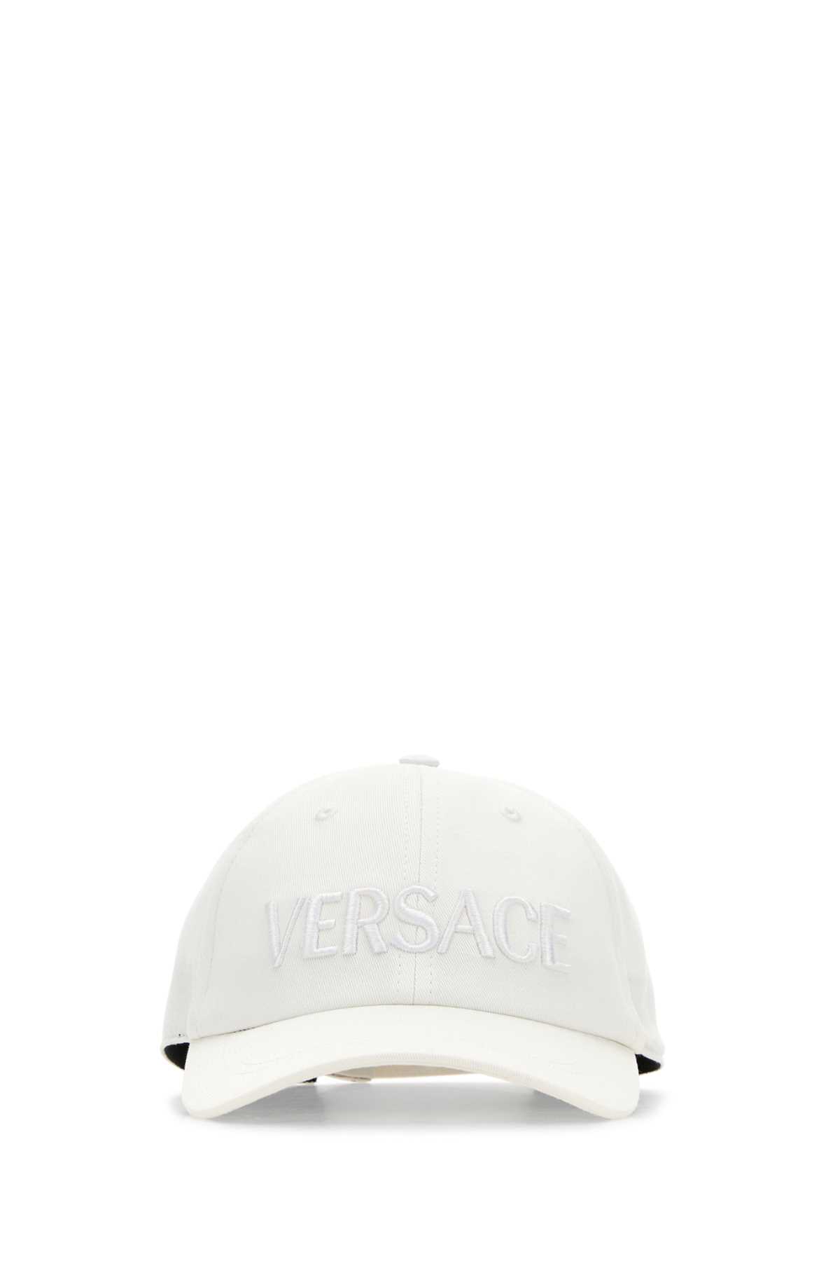 Shop Versace White Cotton Baseball Cap In Whitewhite
