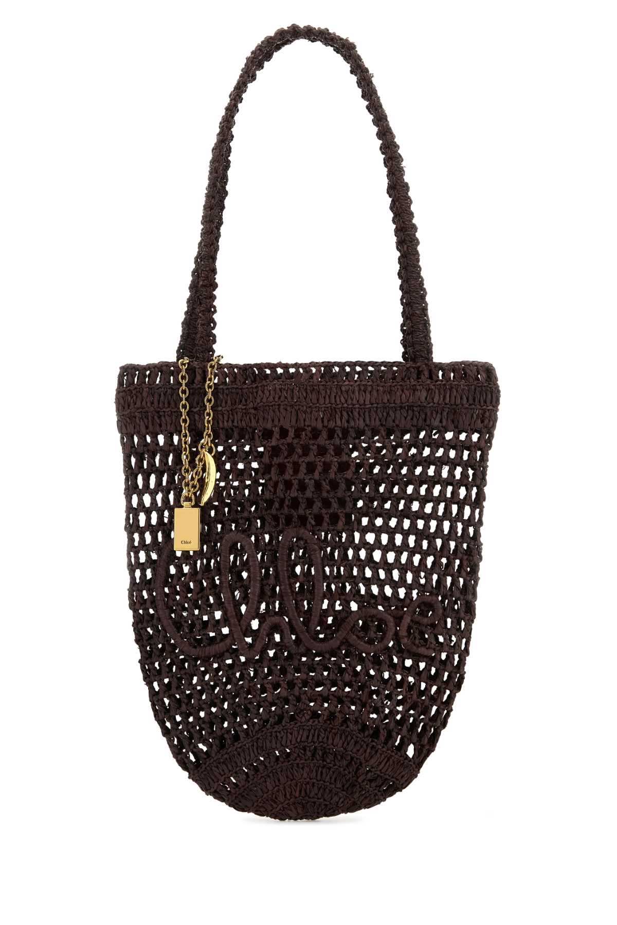 Chloé Brown Raffia Small Summer Banana Shopping Bag
