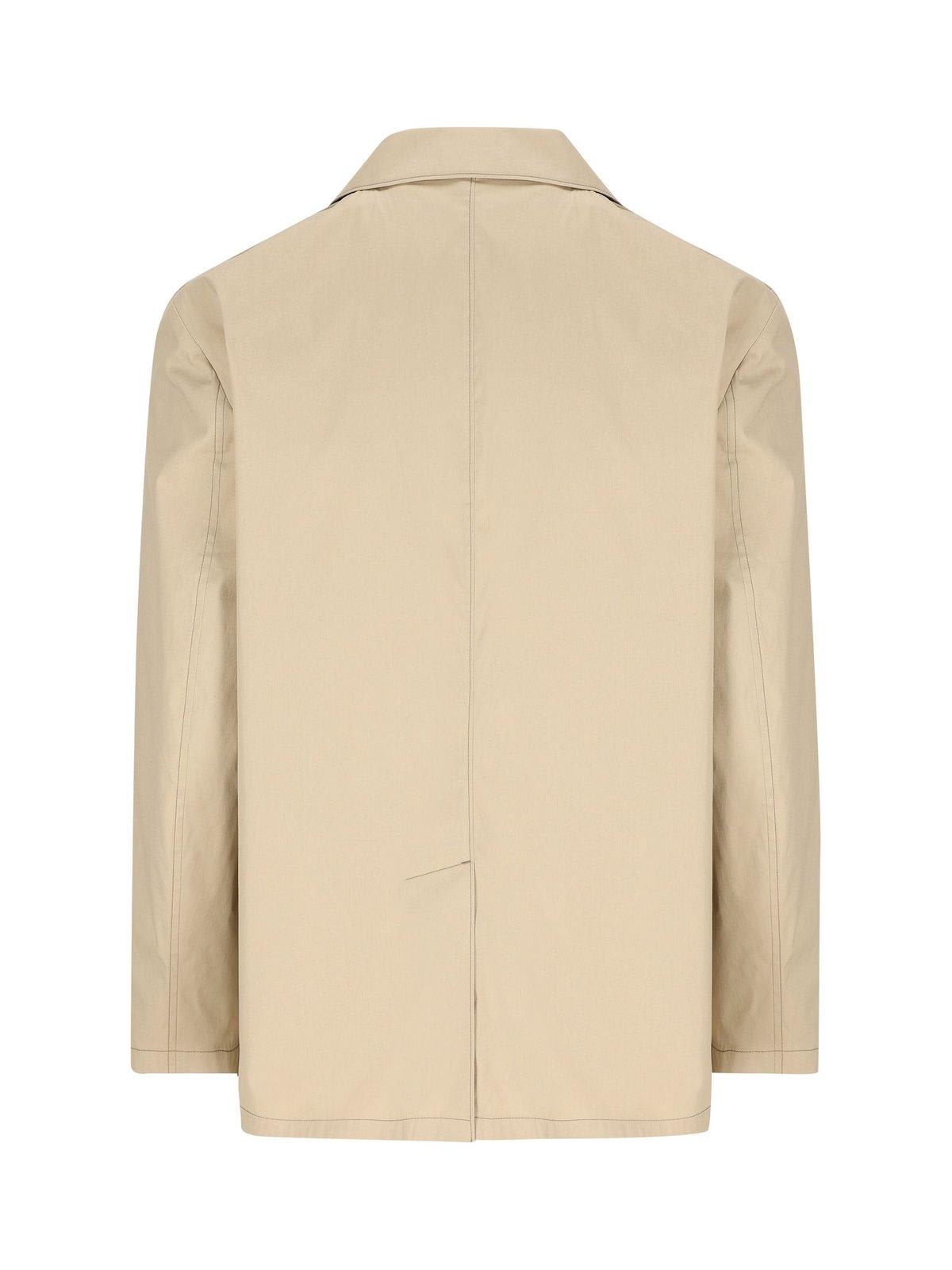 Shop Prada Triangle Patch Button-up Jacket In Rope