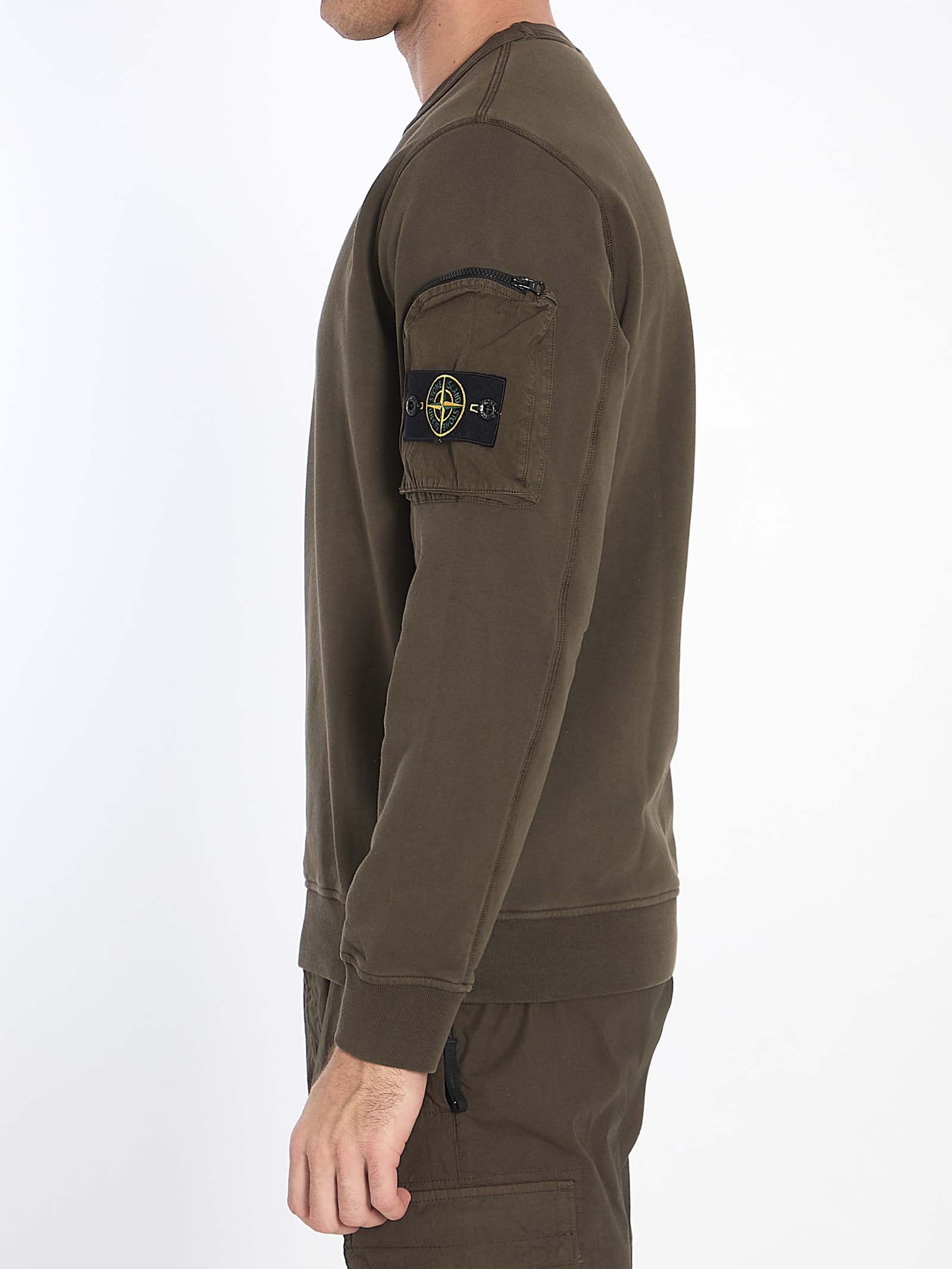 Stone Island Sweatshirt With Pocket In Militare