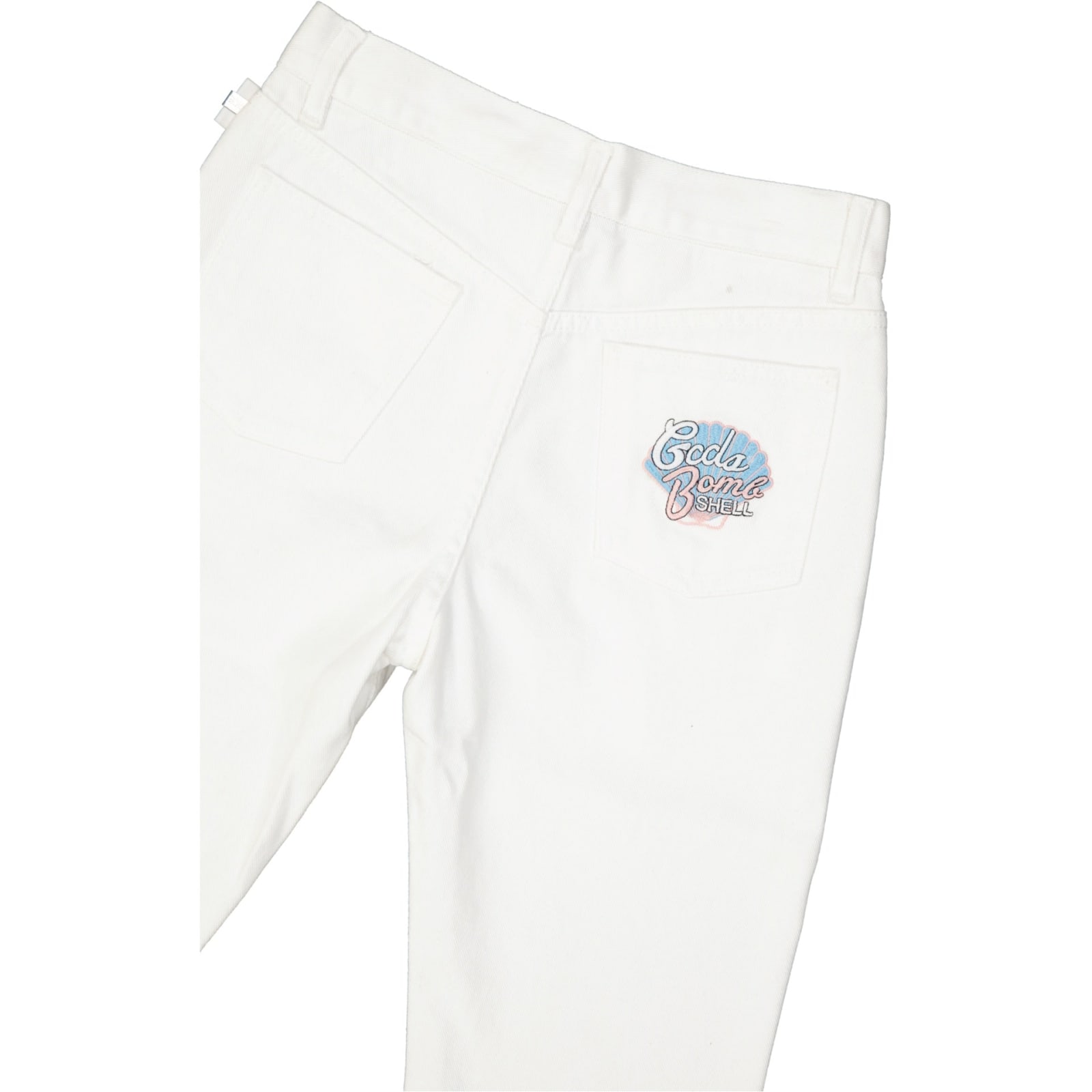 Shop Gcds Cropped Jeans In White