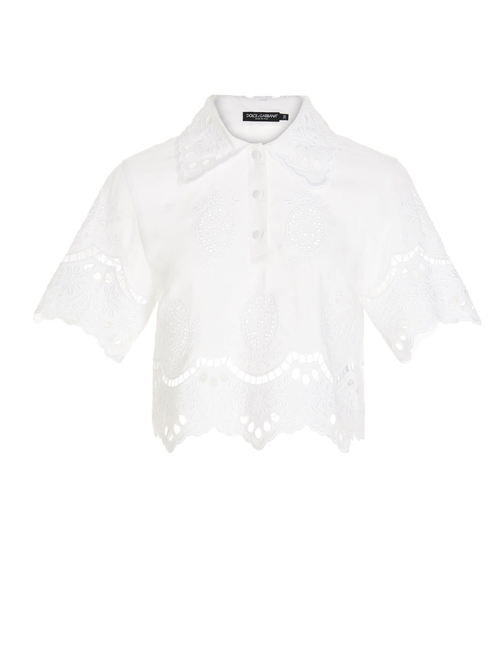 Dolce & Gabbana Lace Detail Polo Shirt