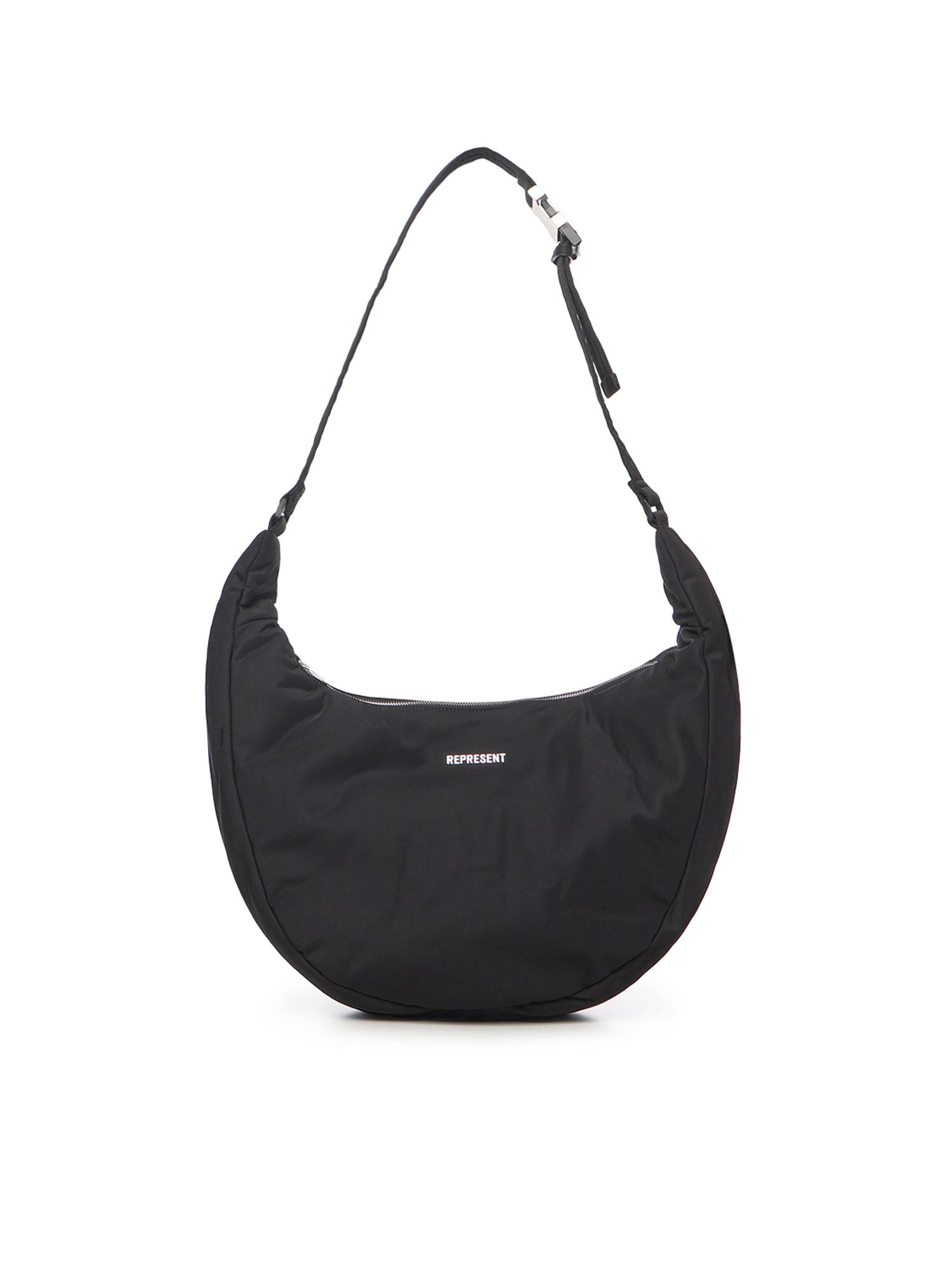 Represent Mens Black Script-hardware Padded Nylon Sling Bag In Black
