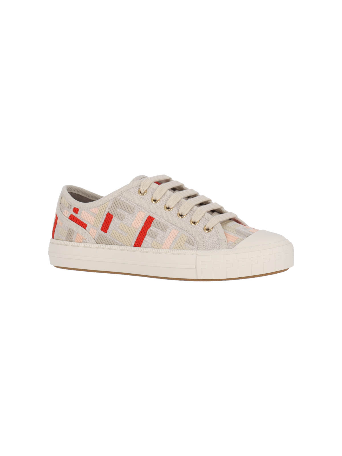 Fendi Canvas Domino Sneakers Featuring Low-top Silhouette