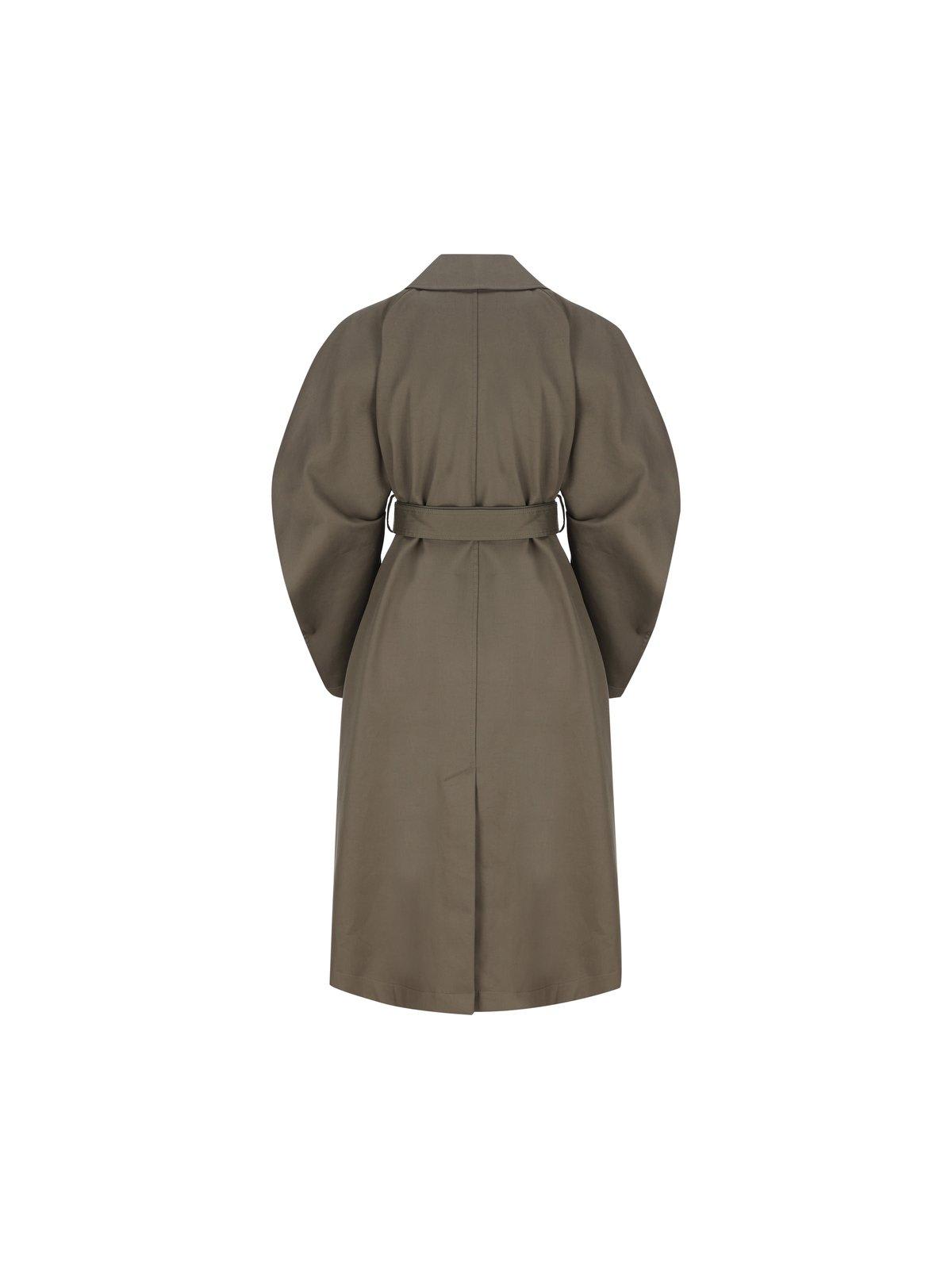 Shop Loewe Double Breasted Belted Trench Coat In Loden Green