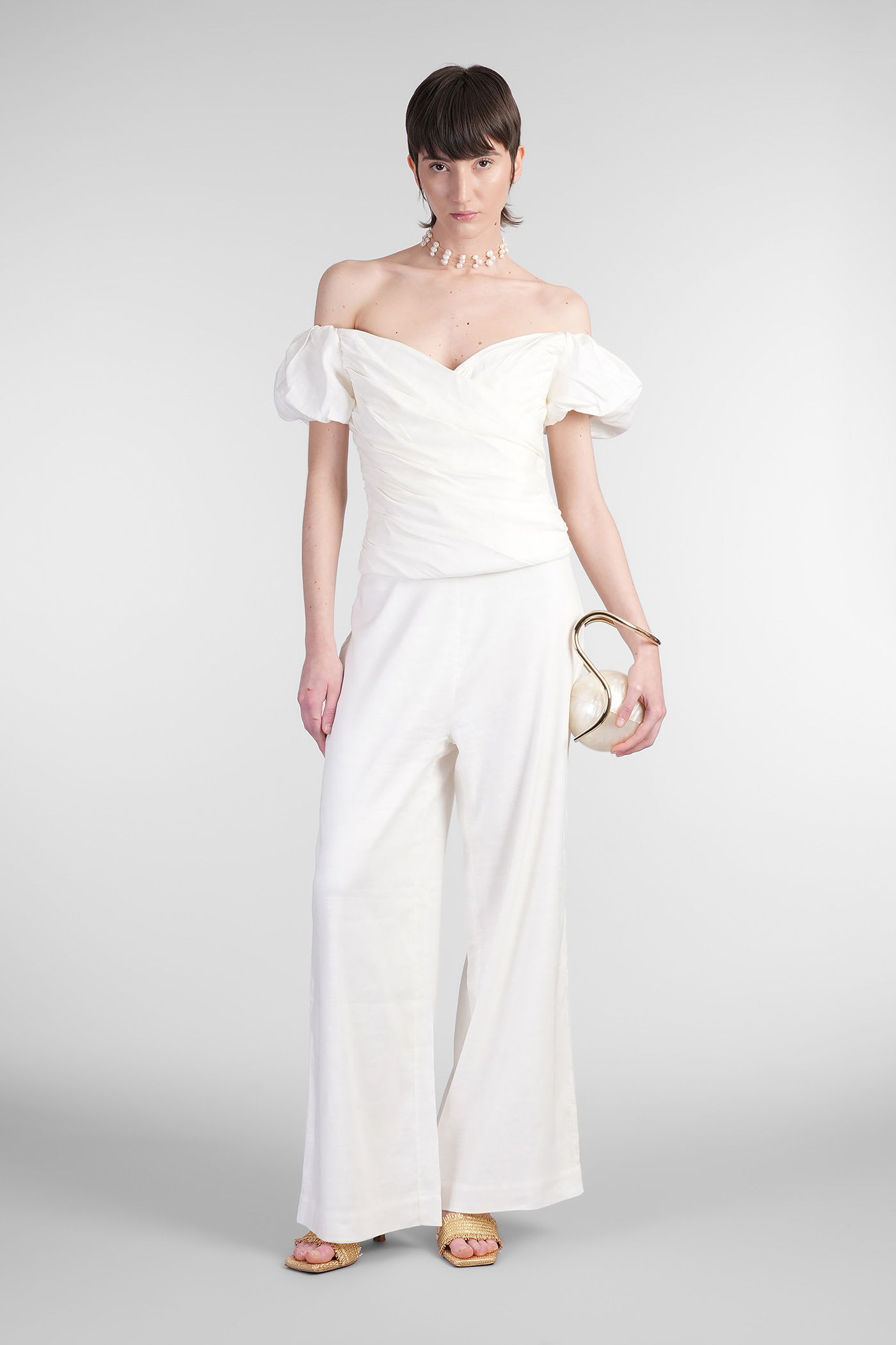 Cult Gaia Helene Topwear In White Linen