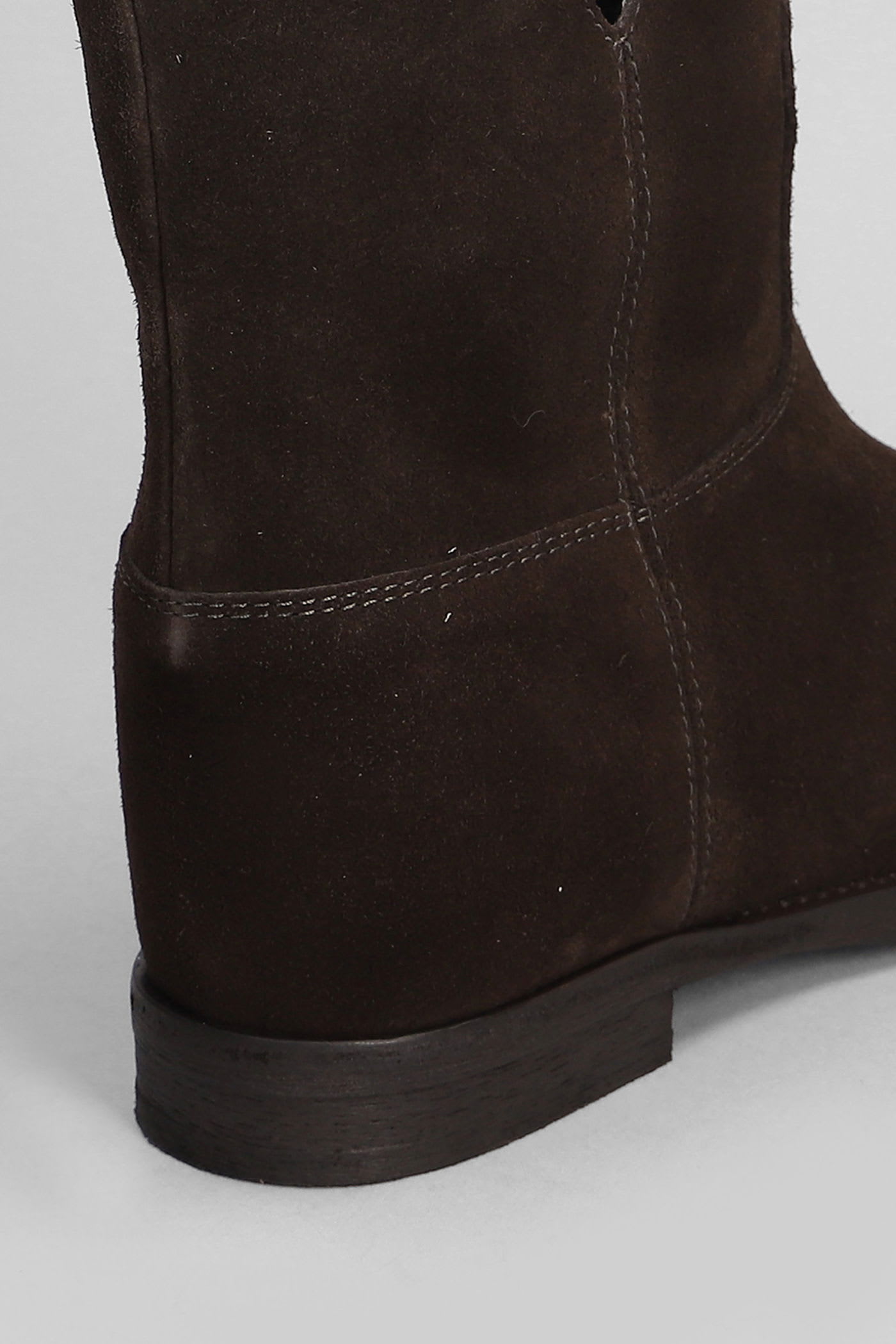 Via Roma 15 Ankle Boots Inside Wedge In Dark Brown Suede In Brown