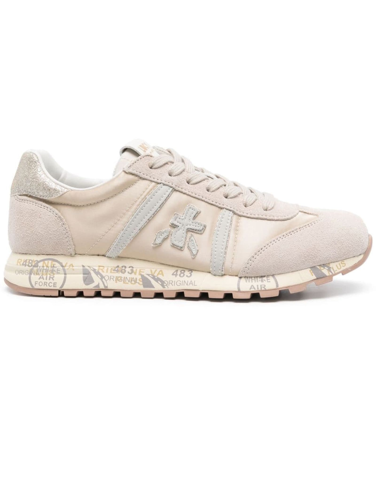 Shop Premiata Beige Lucy Sneakers