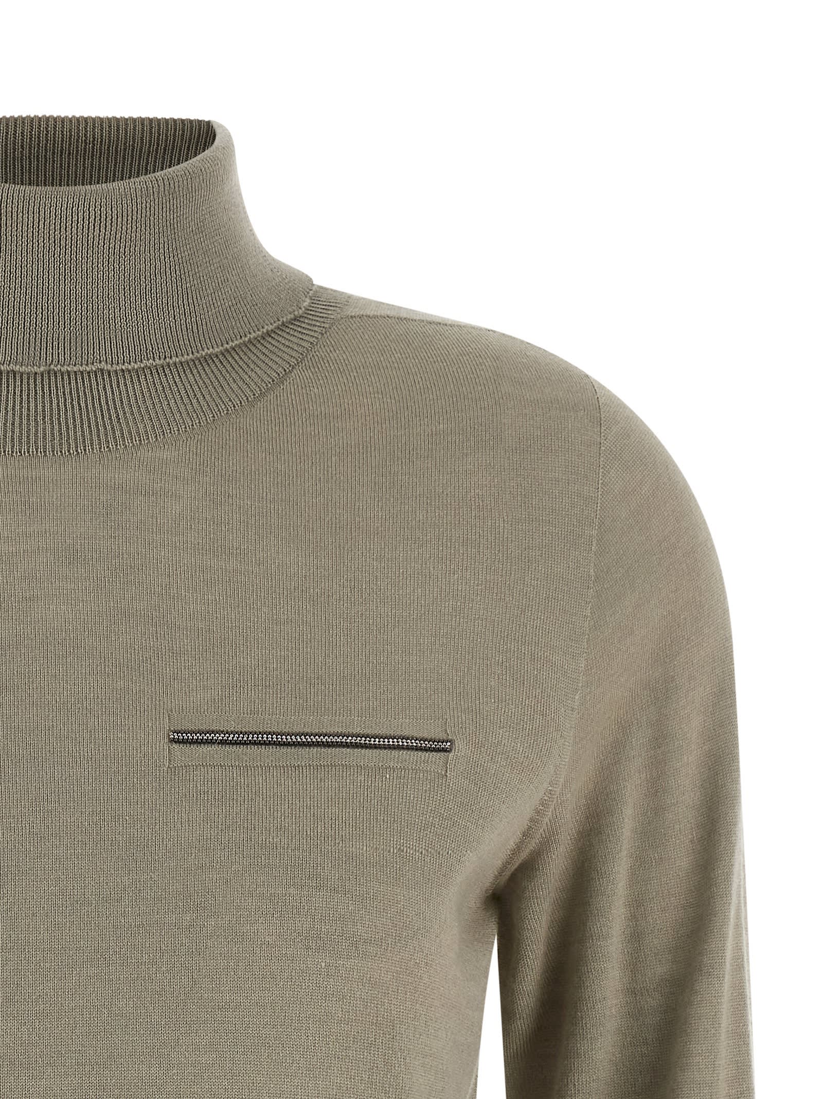 Peserico Jewel Pocket Turtleneck Sweater Sweaters And Cardigans Gray In Gray