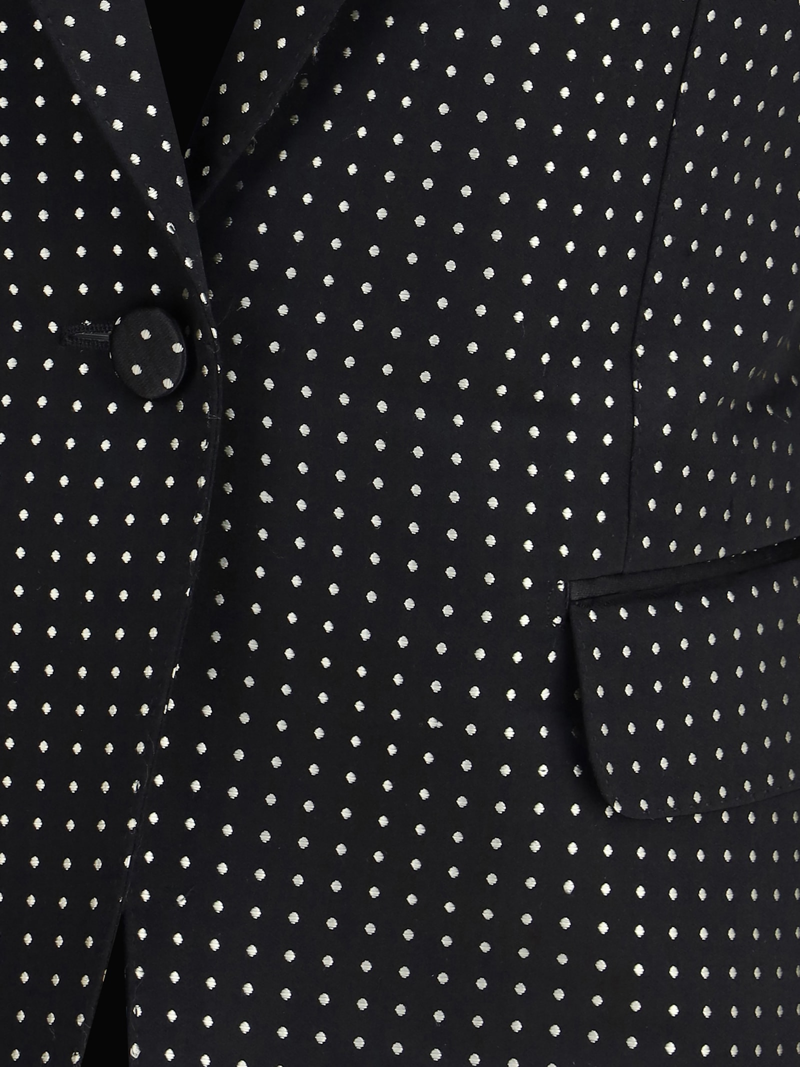 Tom Ford Single Breasted Jacket With Polka Dots In Black