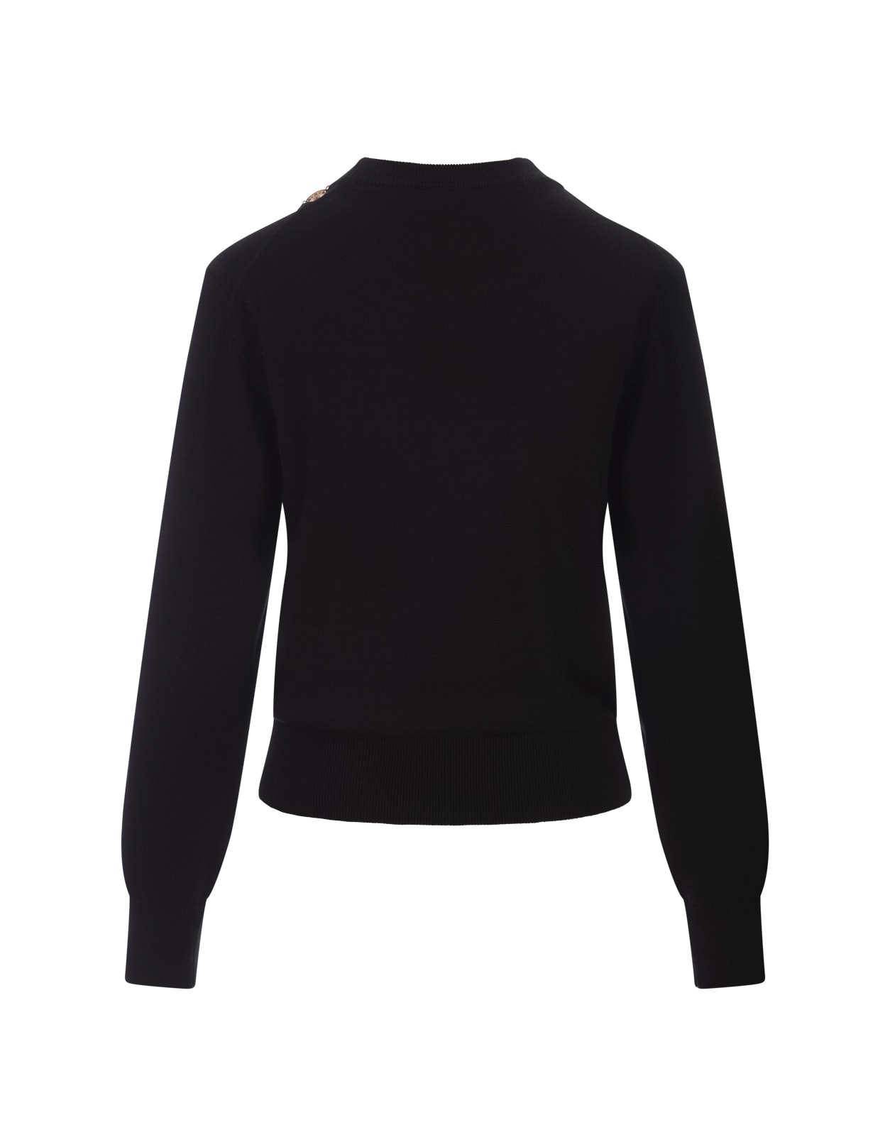 Shop Rabanne Black Crew Neck Sweater With Necklace Detail