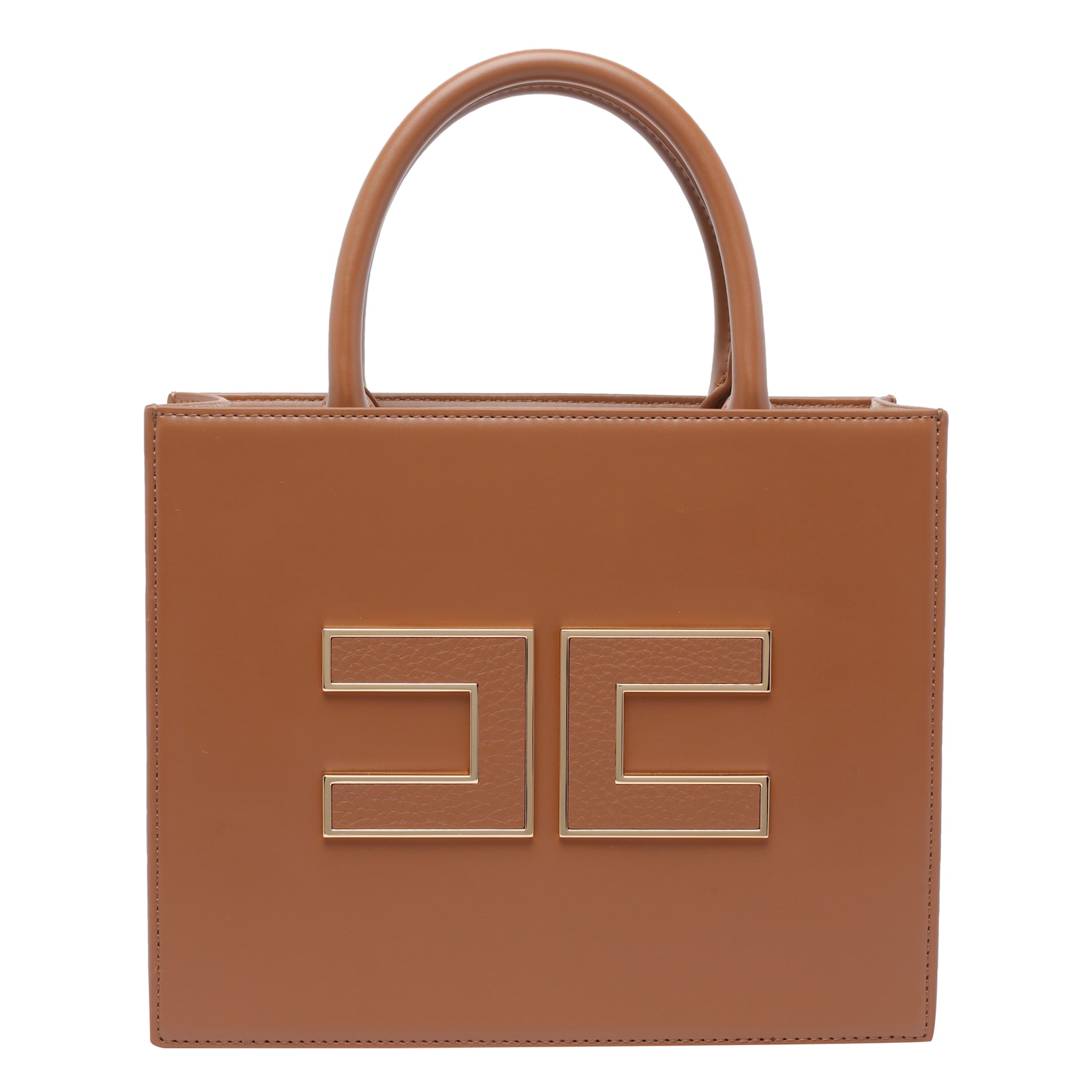 Elisabetta Franchi Borsa Tote Piccola Con Logo Marrone In Brown