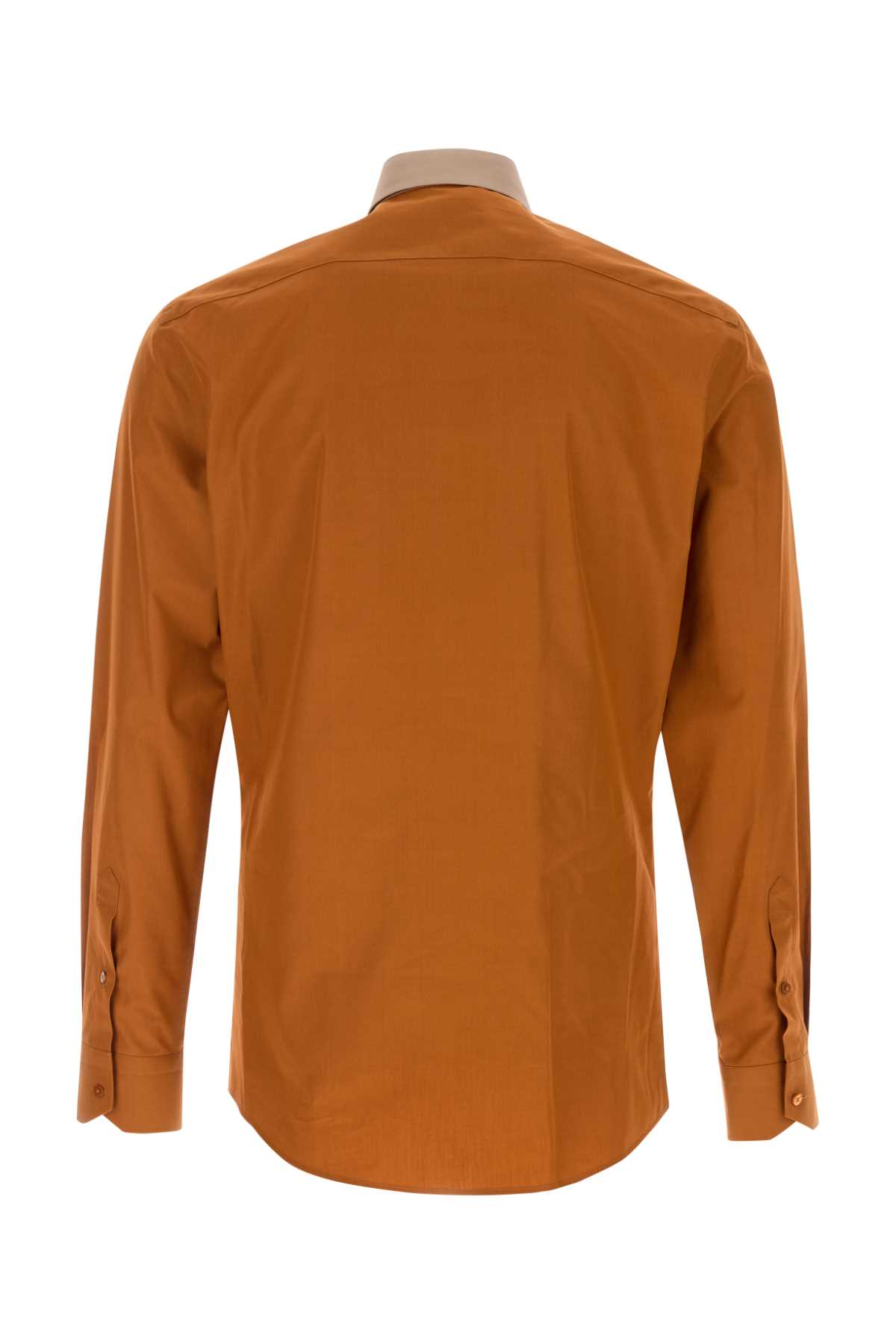 Fendi Long Sleeve Shirt With Contrast Collar And Tailored Fit In Orange