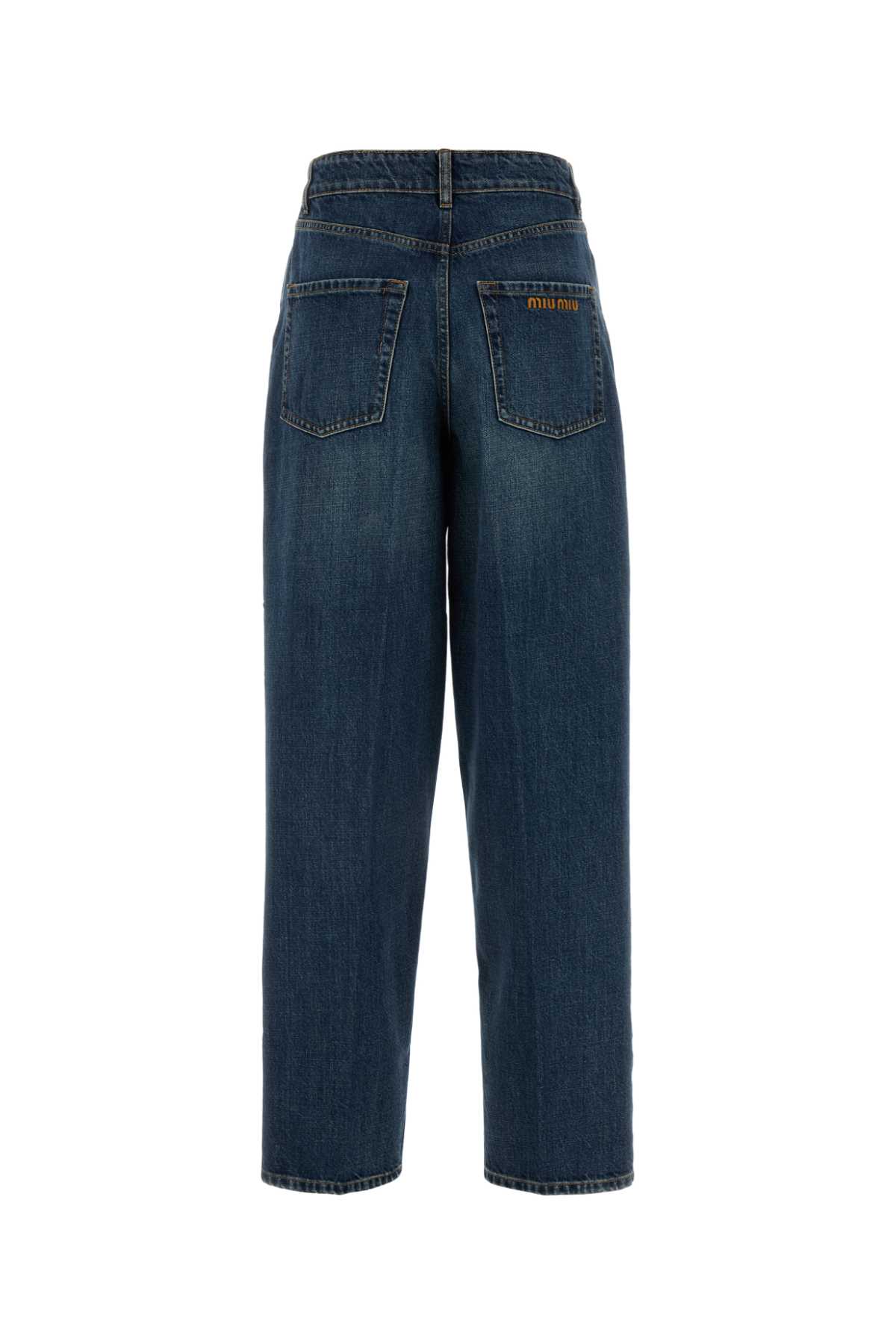 Miu Miu Denim Trousers Belt Loops Front And Back Pockets In Blue