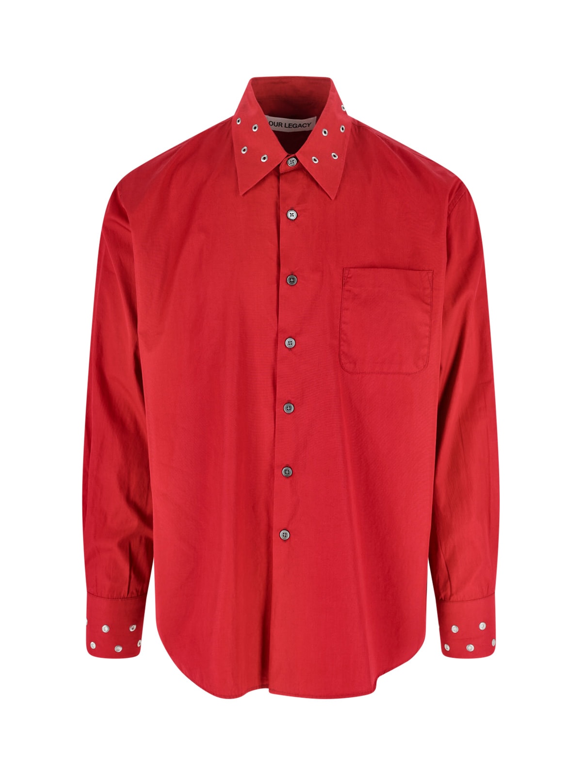 Our Legacy Long Sleeve Button Down Shirt With Pocket In Red