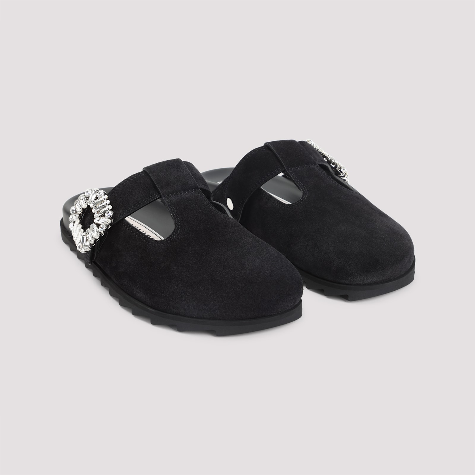 Roger Vivier Minimalist Black Flats With Rounded Toe And Low-profile Sole In Black