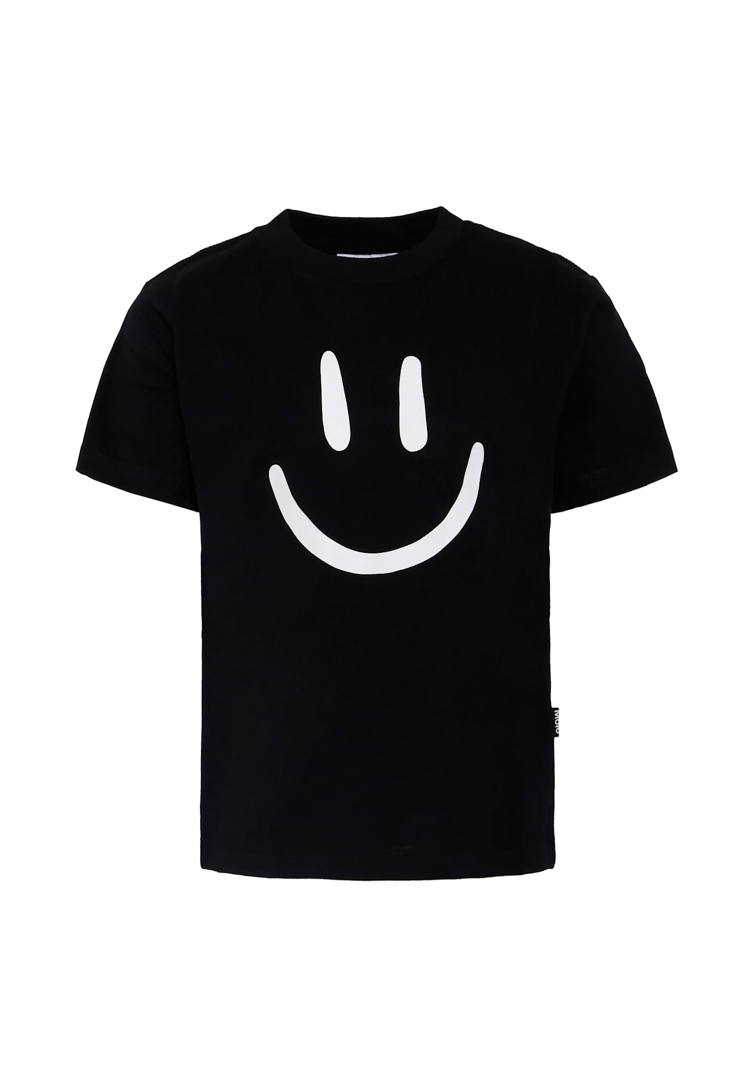 Molo Black T-shirt For Kids With Smiley In Black