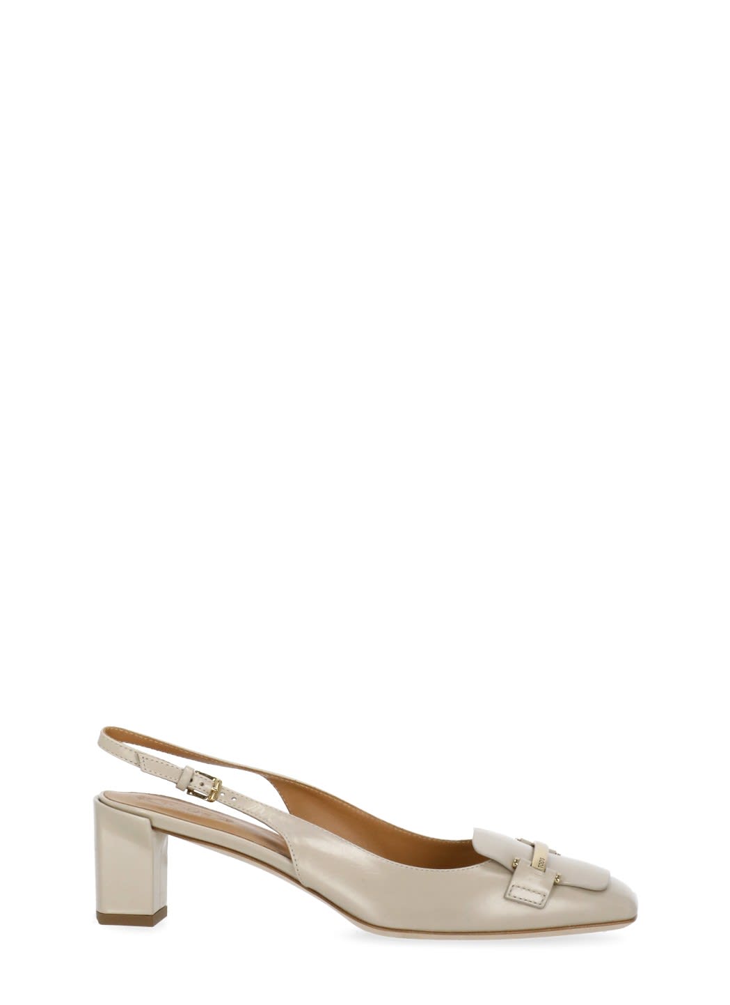 Tod's 60mm Squared-toe Metallic-logo Pumps In Neutral