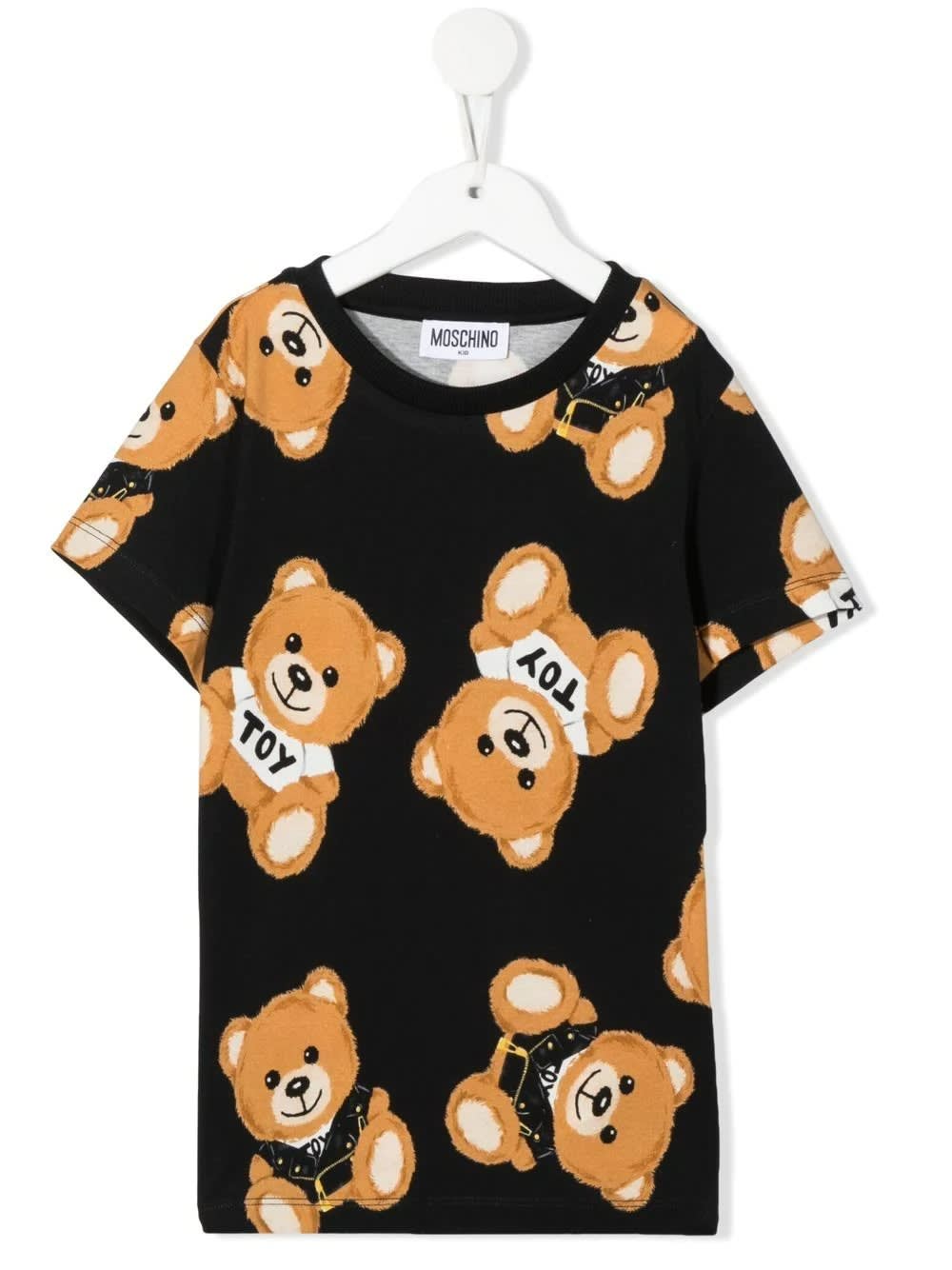 Kids Black T-shirt With All-over Moschino Teddy Bear Print