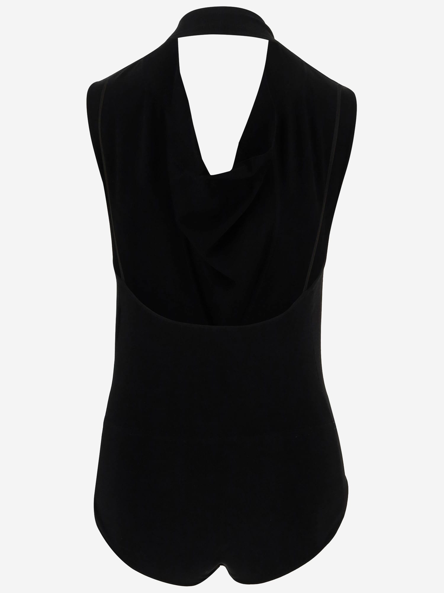 Sportmax Viscose Blend Draped Runaway Bodysuit In Black