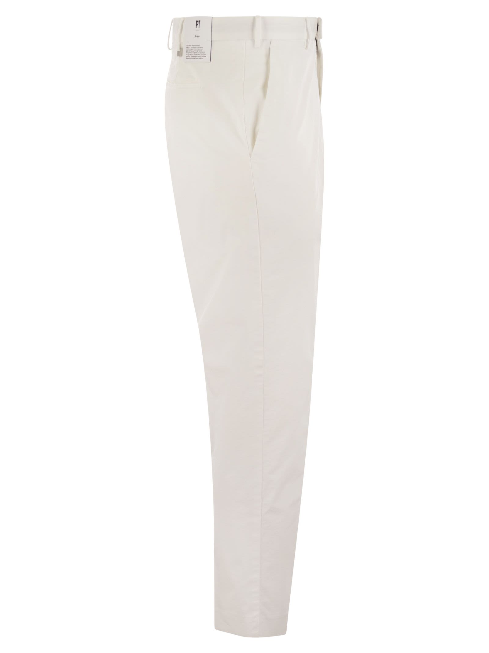 Pt Torino Rebel Stretch Cotton Trousers In White
