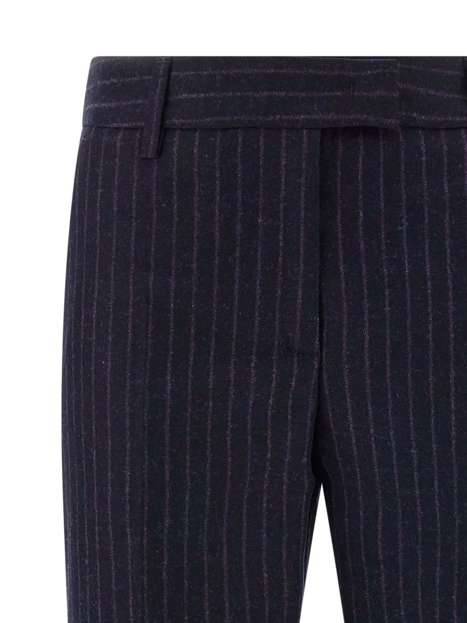 Alberto Biani Franca Pinstripe Wool Trousers In Blue