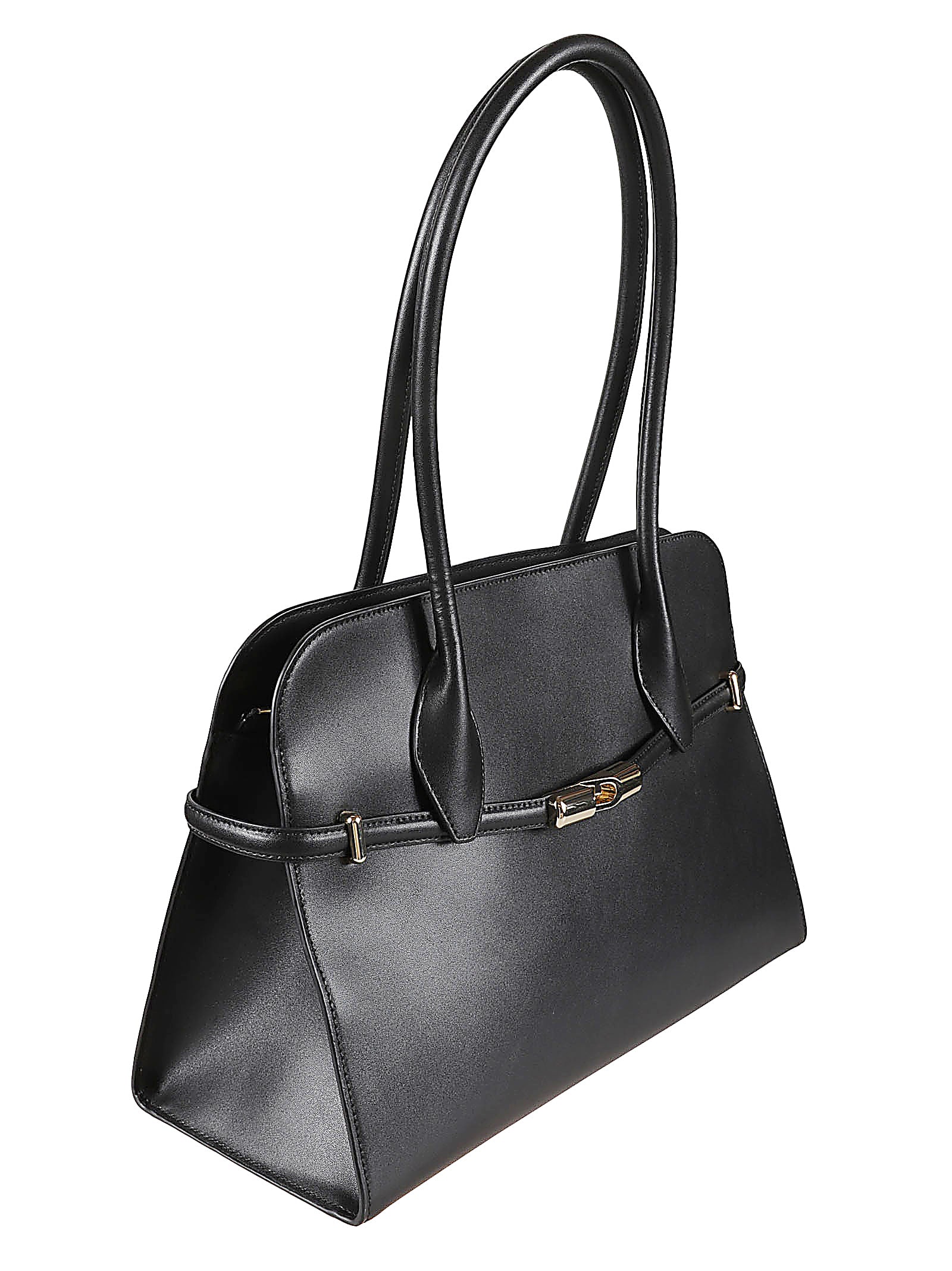 Furla Round Top Handle Handbag In Black